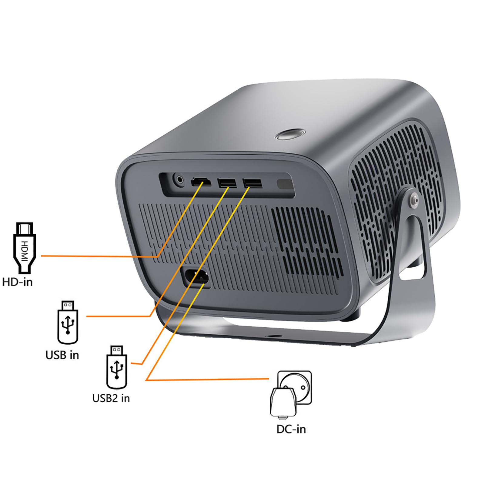 QIeAny Portable 4K Projector with 5G WiFi & Bluetooth - 4000 Lumens (150 ANSI) for Home Theater, Outdoor Movies, and Presentations | Wireless Mirroring, 360° Rotation, ±30° Vertical Keystone, 5W Built-in Speaker, Metallic Finish