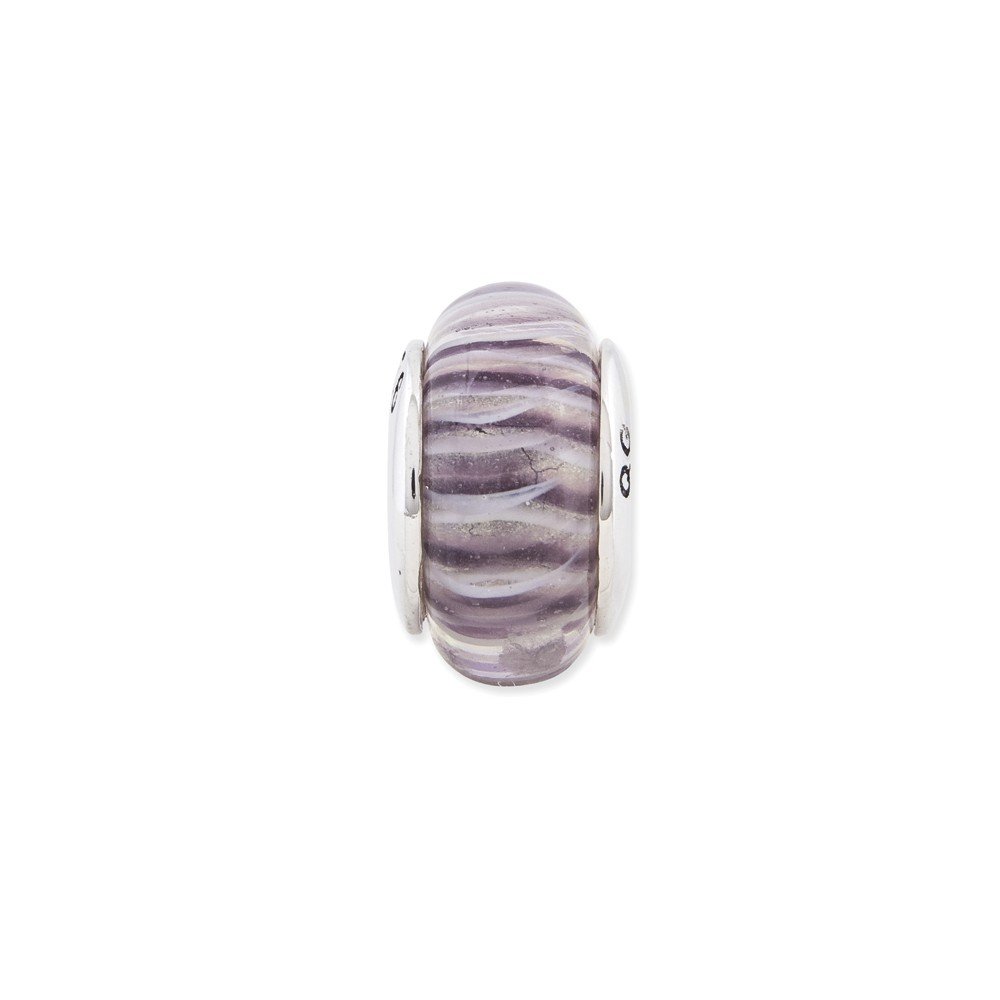 Hand-Blown Glass Beads with Rose Stripes - Sterling Silver Jewelry Making Supplies for Necklaces, Bracelets & DIY Crafts