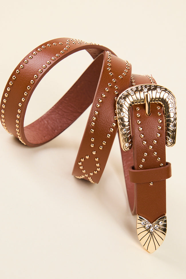 Stylish Brown Studded Western Belt for Men & Women | Genuine Leather Cowboy Belt | Perfect for Rodeo, Country Music Festivals & Western Fashion Outfits
