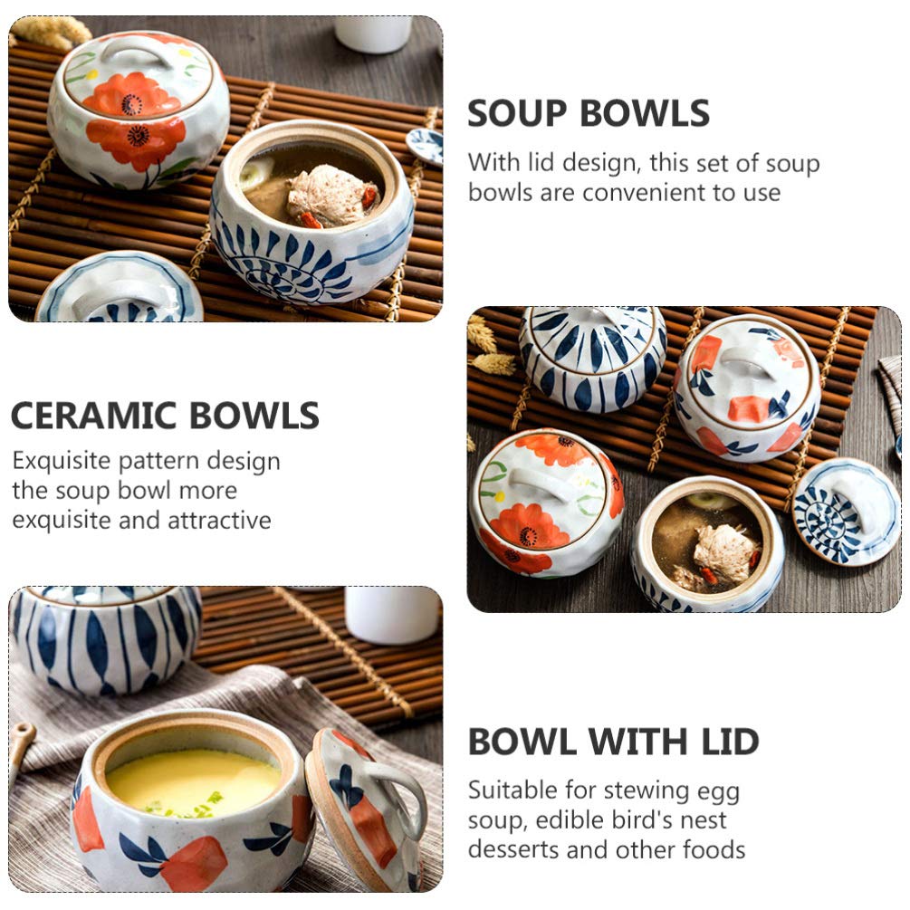 Hemoton Mini Ceramic Stew Pot with Lid - Japanese Soup Bowl for Cooking & Serving