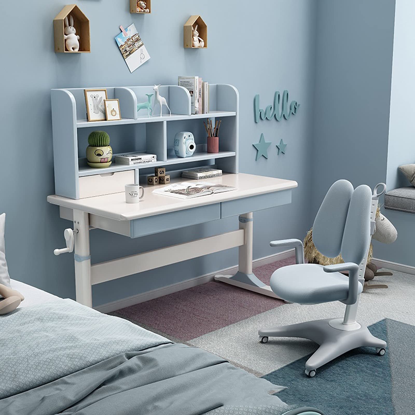 Adjustable Kids Study Desk & Chair Set for Home Schooling - Posture Correction & Computer Use