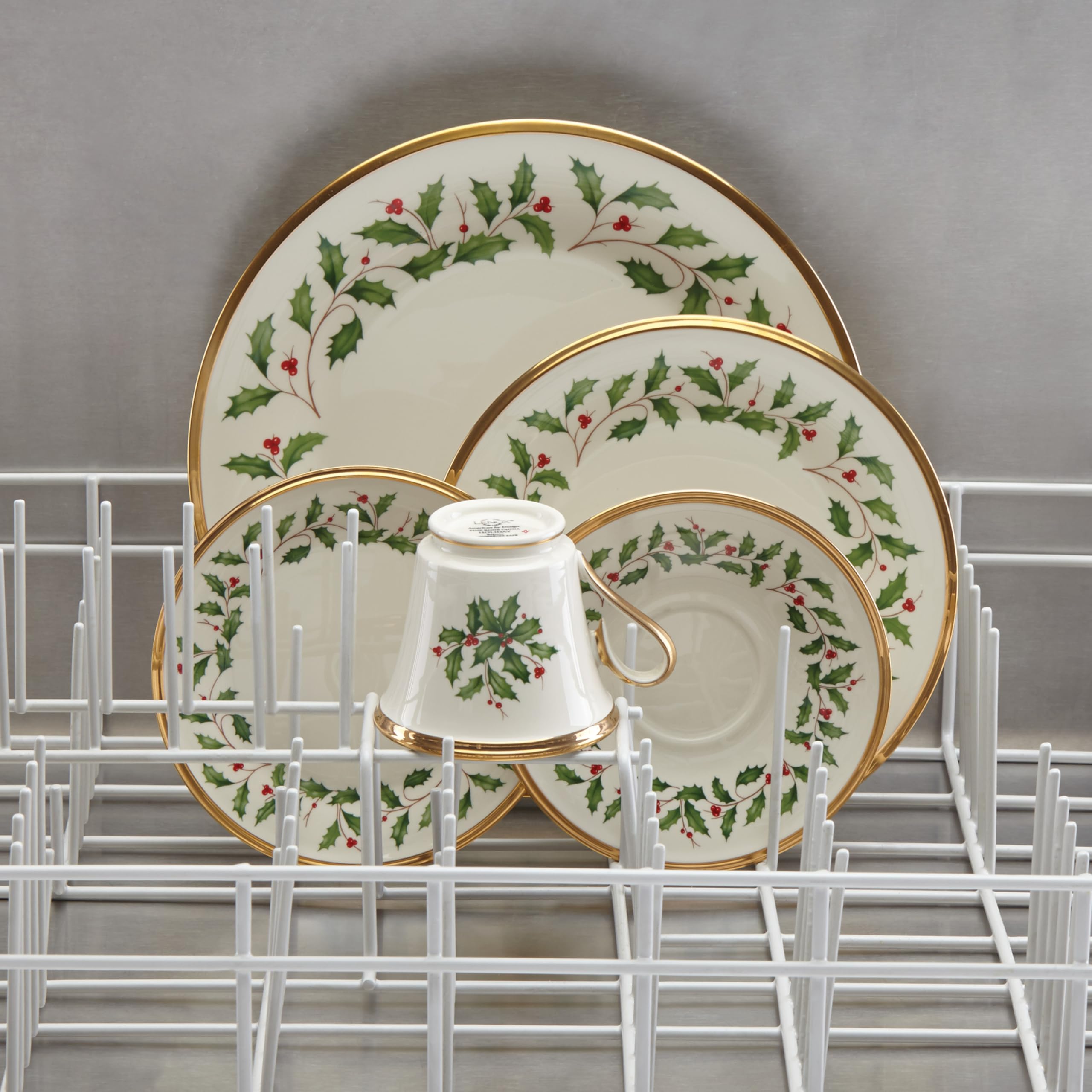 Lenox 146590600 Holiday 5-Piece Christmas Dinnerware Set - Festive Drinkware & Place Settings for Holiday Hosting & Entertaining - Perfect for Christmas Parties, Family Gatherings & Seasonal Celebrations