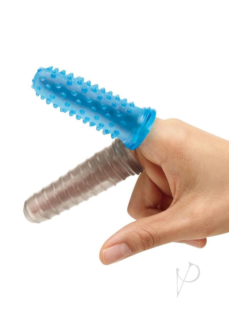 Blue Line Anal Stimulating Finger Sleeves (2 Pack) - Soft & Flexible Pleasure Sleeves for Enhanced Sensation - Perfect for Solo Play & Couples Intimacy