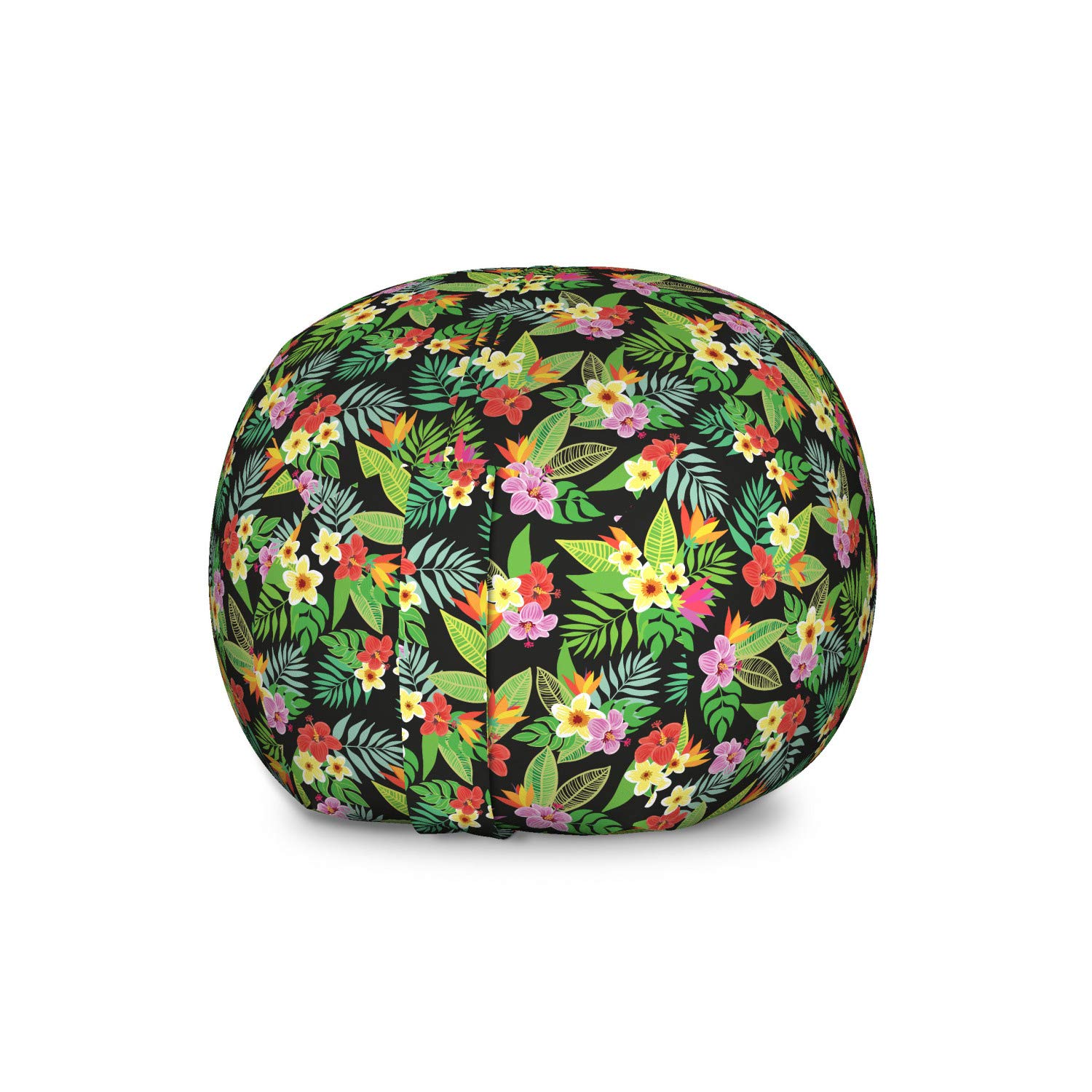 Ambesonne Large Washable Toy Storage Bag Chair - Floral Jungle Botanical Theme with Multicolor Flowers, Stuffed Animal Organizer for Kids' Room, Playroom & Nursery Decor