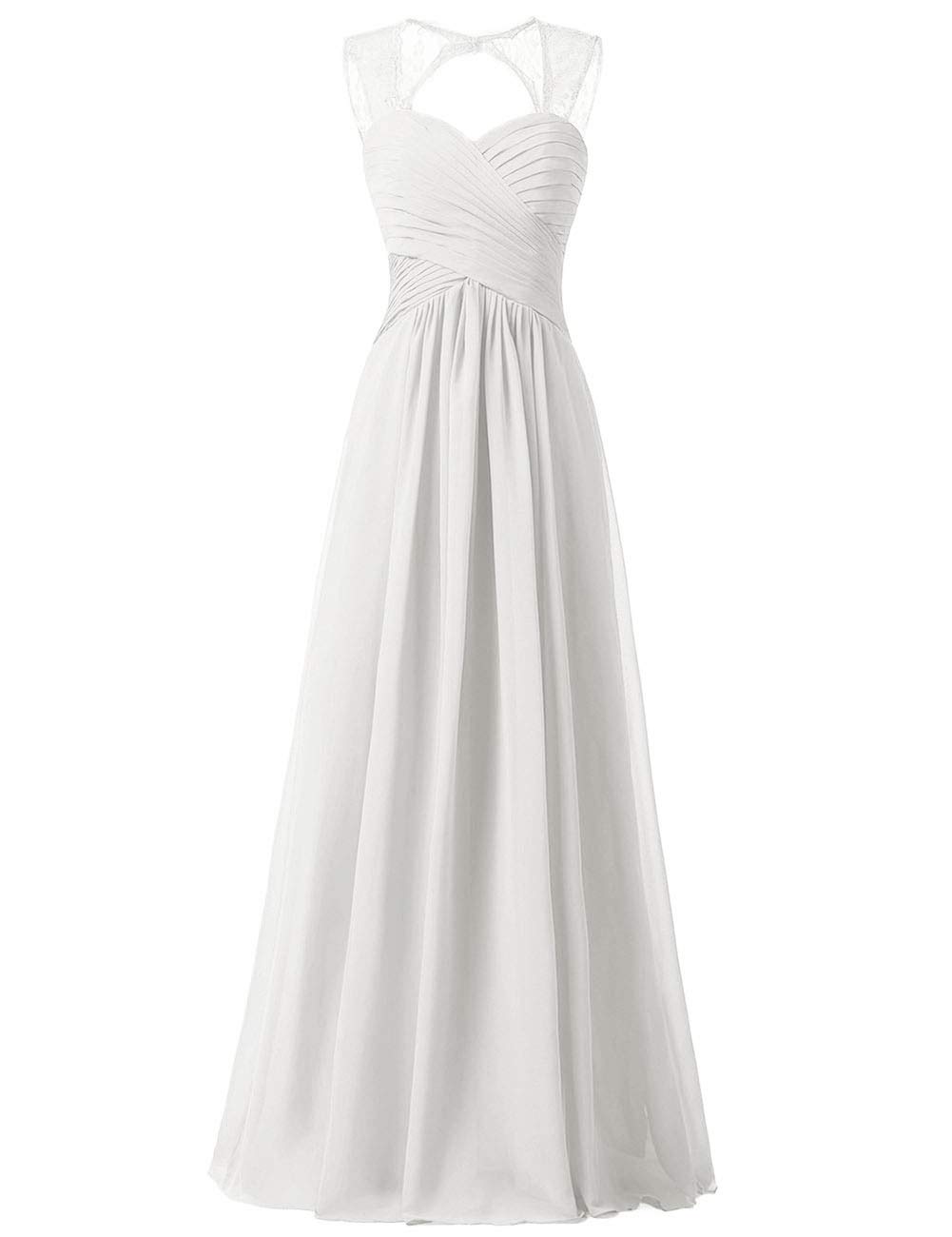 Uther Women's Chiffon Lace Strap Long Formal Prom Dress - Elegant Sleeveless Bridesmaid Gown for Weddings, Parties & Special Occasions