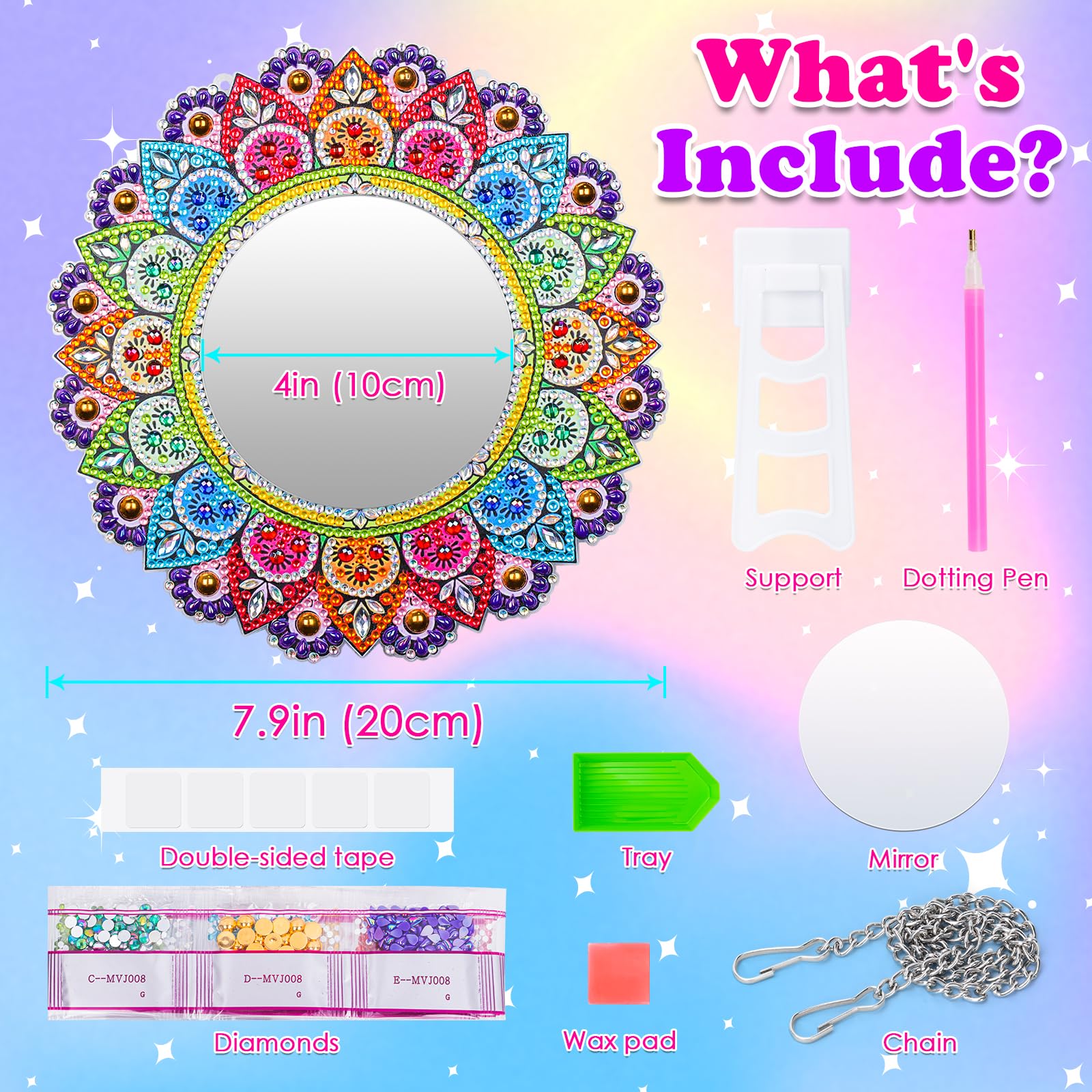 Diamond Painting Craft Kit for Girls Ages 6-12 | DIY Mirror Art Toys for Kids 5-10 Years Old | Creative Birthday Gifts & Fun Activities for Girls | Perfect for Home, School & Party Crafts
