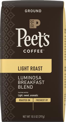 Peet's Coffee Luminosa Breakfast Blend Light Roast Ground Coffee - 10.5oz Bag | Bright & Balanced Flavors for Morning Brew, Office Coffee & Home Baristas