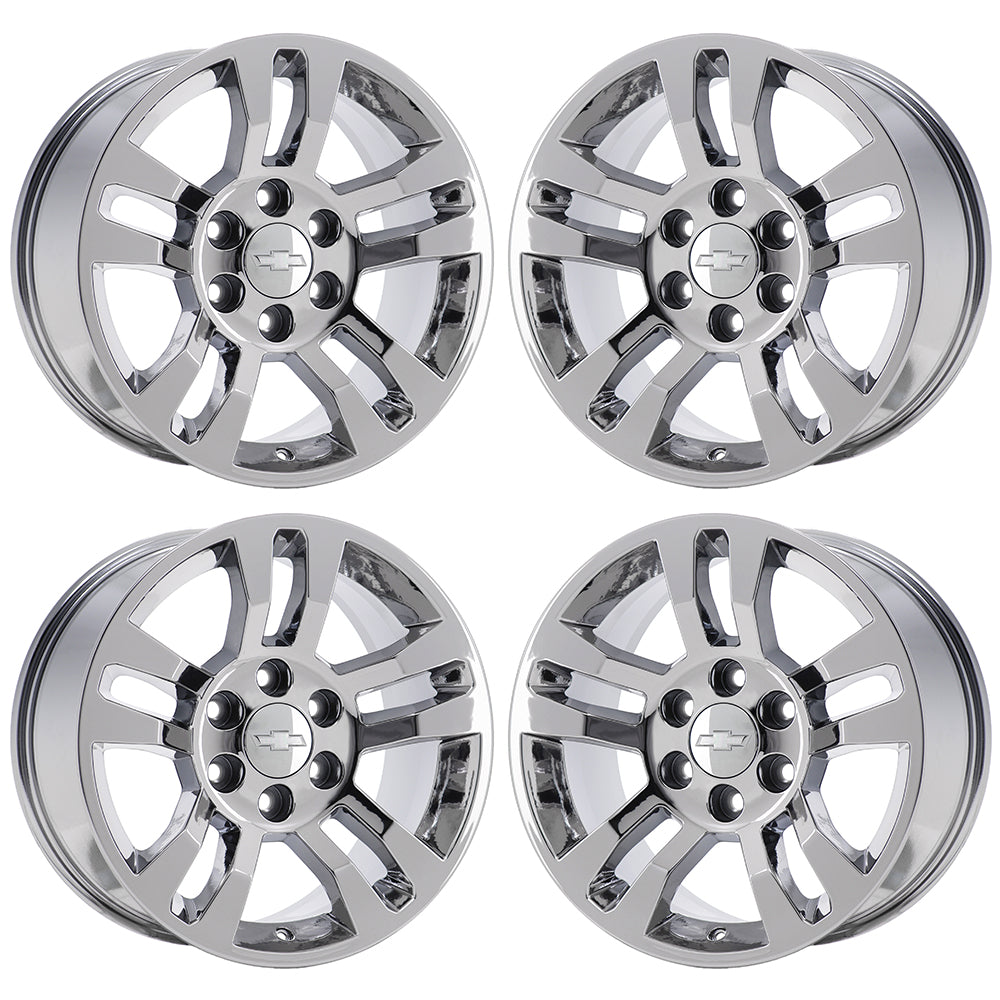 **2018 Chevy Silverado 1500 Tahoe Suburban OEM 5646 Bright Chrome Wheels & Rims - Direct Exchange Fit - Perfect for Off-Roading & Luxury Upgrades**