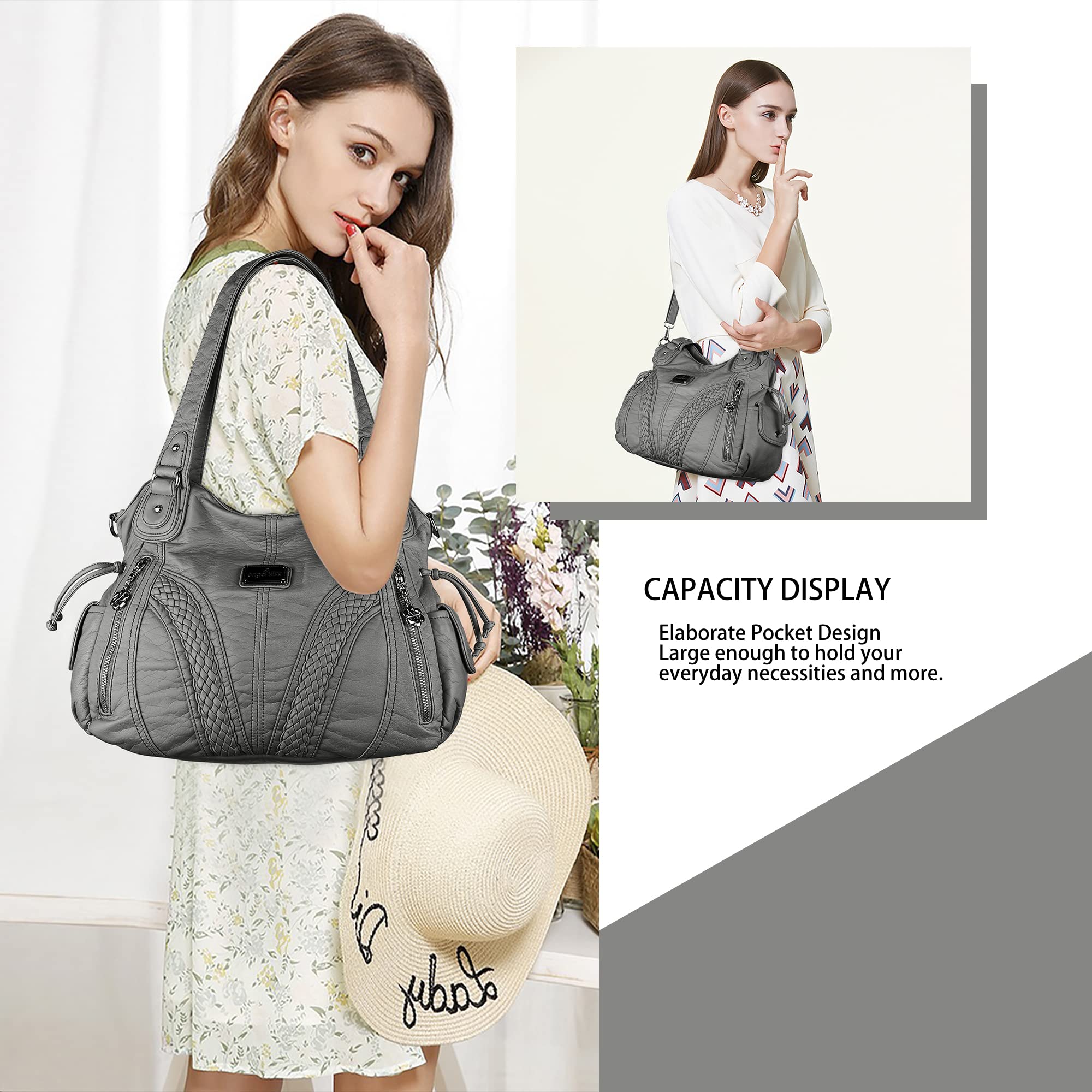 Stylish Women's Tote & Shoulder Handbags - Fashionable Washed Synthetic Leather Top Handle Satchel Purses for Work, Travel & Everyday Use