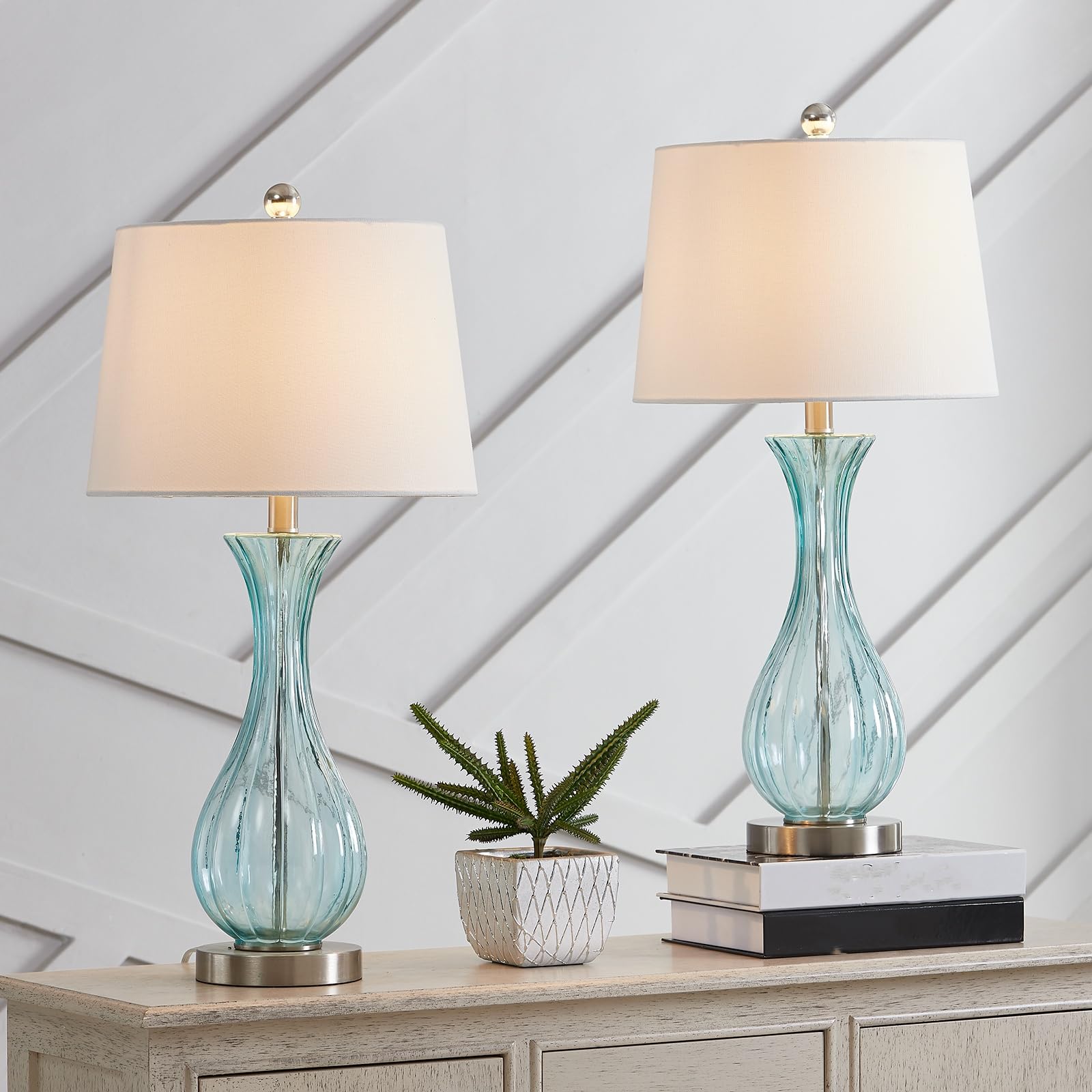 Maxax Coastal Glass Table Lamps Set of 2 - 25.5