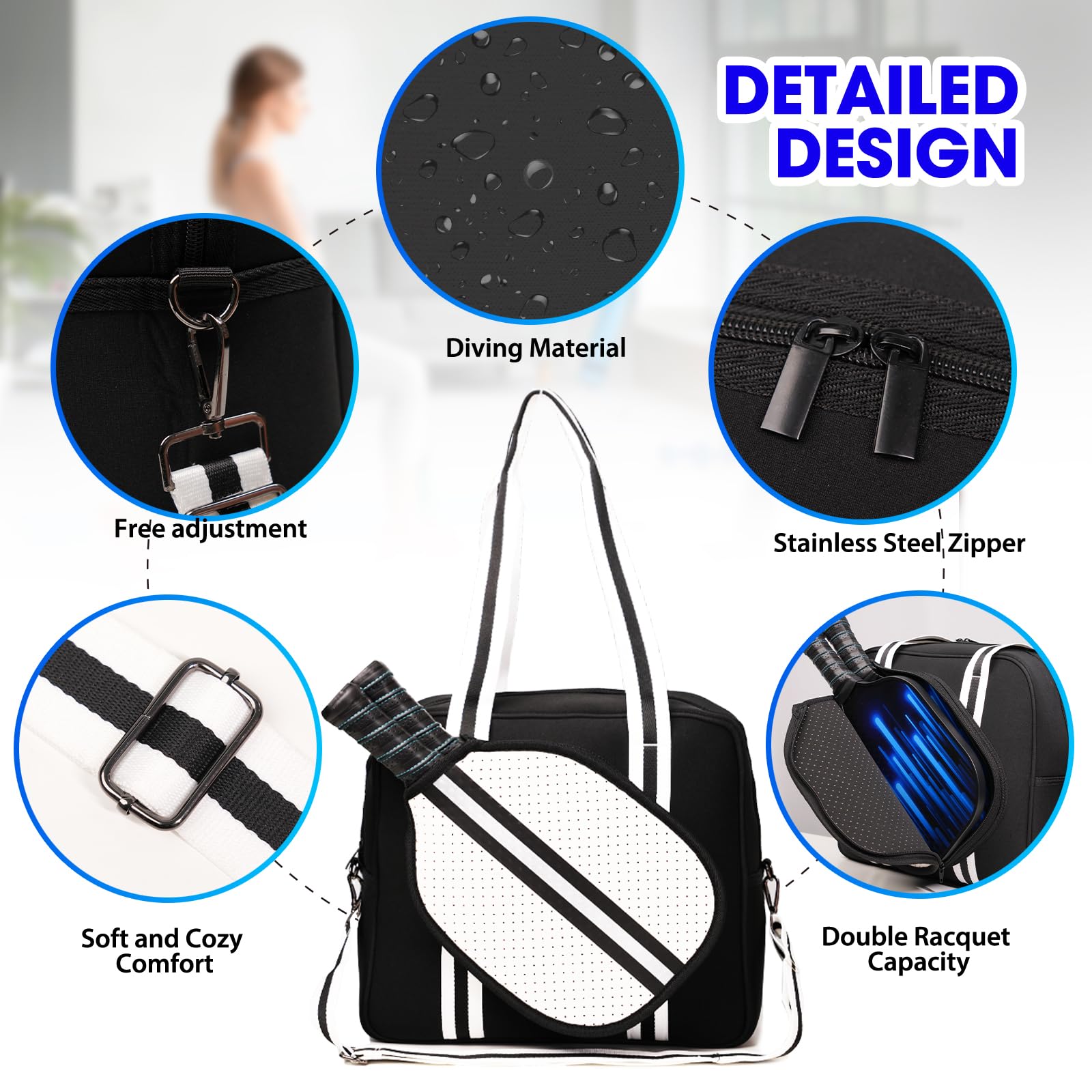 MANUEKLEAR Crossbody Sling Bag for Women & Men - Lightweight Pickleball Shoulder Bag with Adjustable Strap - Perfect for Sports, Travel & Daily Use
