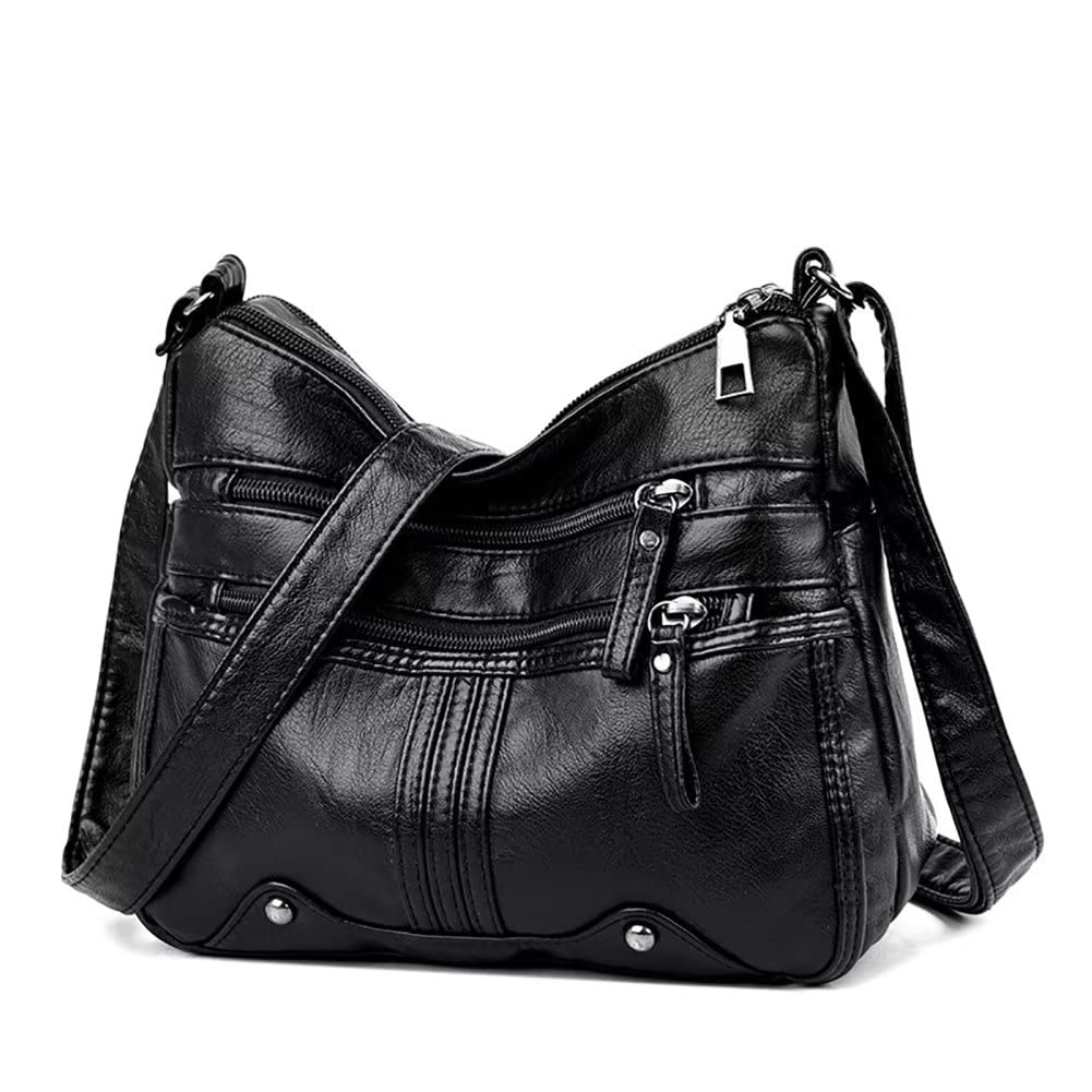 Mudono Women's Soft PU Leather Crossbody Shoulder Bag - Multi-Pocket Travel Purse, Casual Satchel for Everyday Use, Work & Travel
