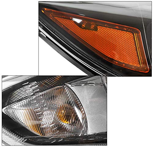 Replacement Black Headlights Headlamps Compatible with 2015-2018 Ford Focus S/SE/ST - Durable Aftermarket Headlights for Night Driving & Fog Conditions