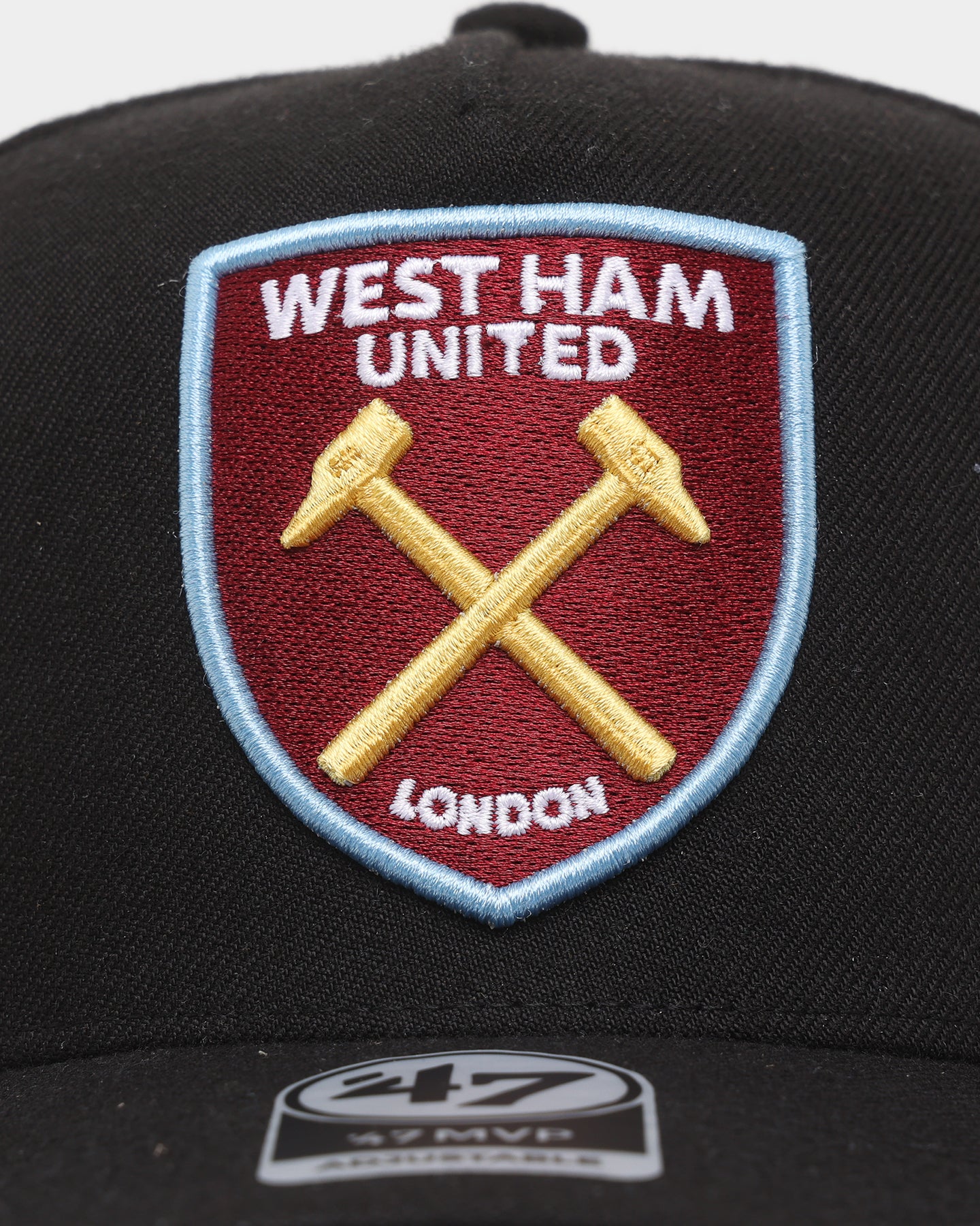 47 Brand West Ham United Football Club Replica 47 MVP DT Snapback Black Hat - Adjustable Baseball Cap for Men & Women - Perfect for Sports Fans, Game Day & Casual Wear