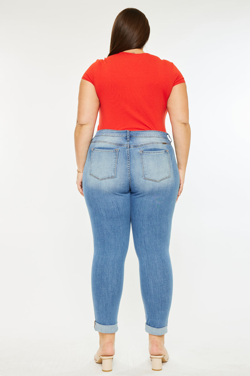 Marimar Women's Plus Size Mid Rise Ankle Skinny Jeans - Stretch Denim Pants for Casual Wear & Everyday Outfits