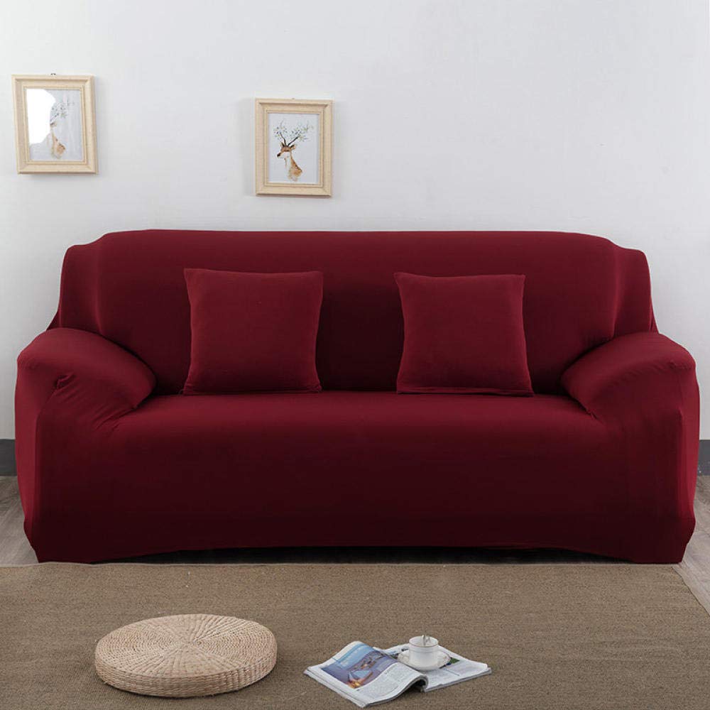 Stretch Elastic Sofa Slipcover - Red Pattern Fabric Couch Cover for Pets & Dogs (145-185cm) - Perfect for Living Room, Bedroom & Home Decor Protection