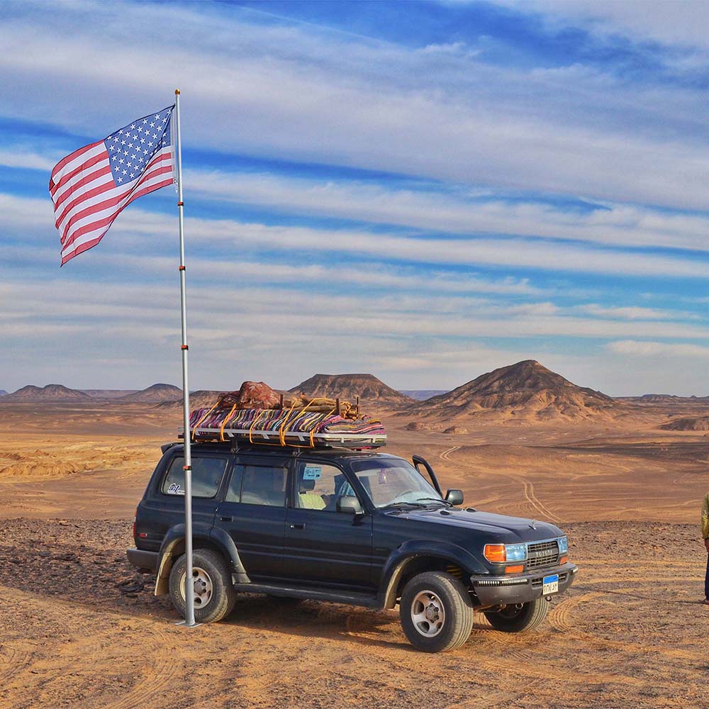 TheLAShop Adjustable Telescoping Flagpole with Heavy Duty Tire Mount - 20ft, 25ft, 30ft Extendable Flag Pole for Trucks, RVs & Boats | Perfect for Camping, Tailgating & Patriotic Displays