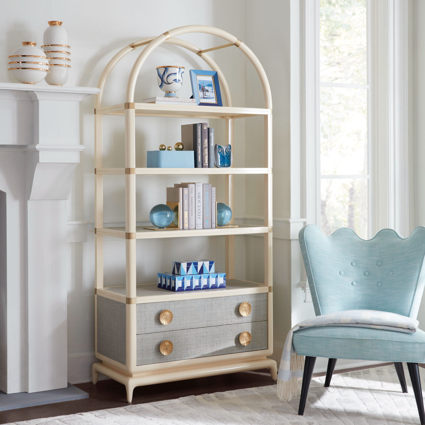 Elegant Siam Arched Étagère Shelf - Vintage Wooden Display Stand for Home Decor, Books & Collectibles - Perfect for Living Room, Bedroom & Office Organization