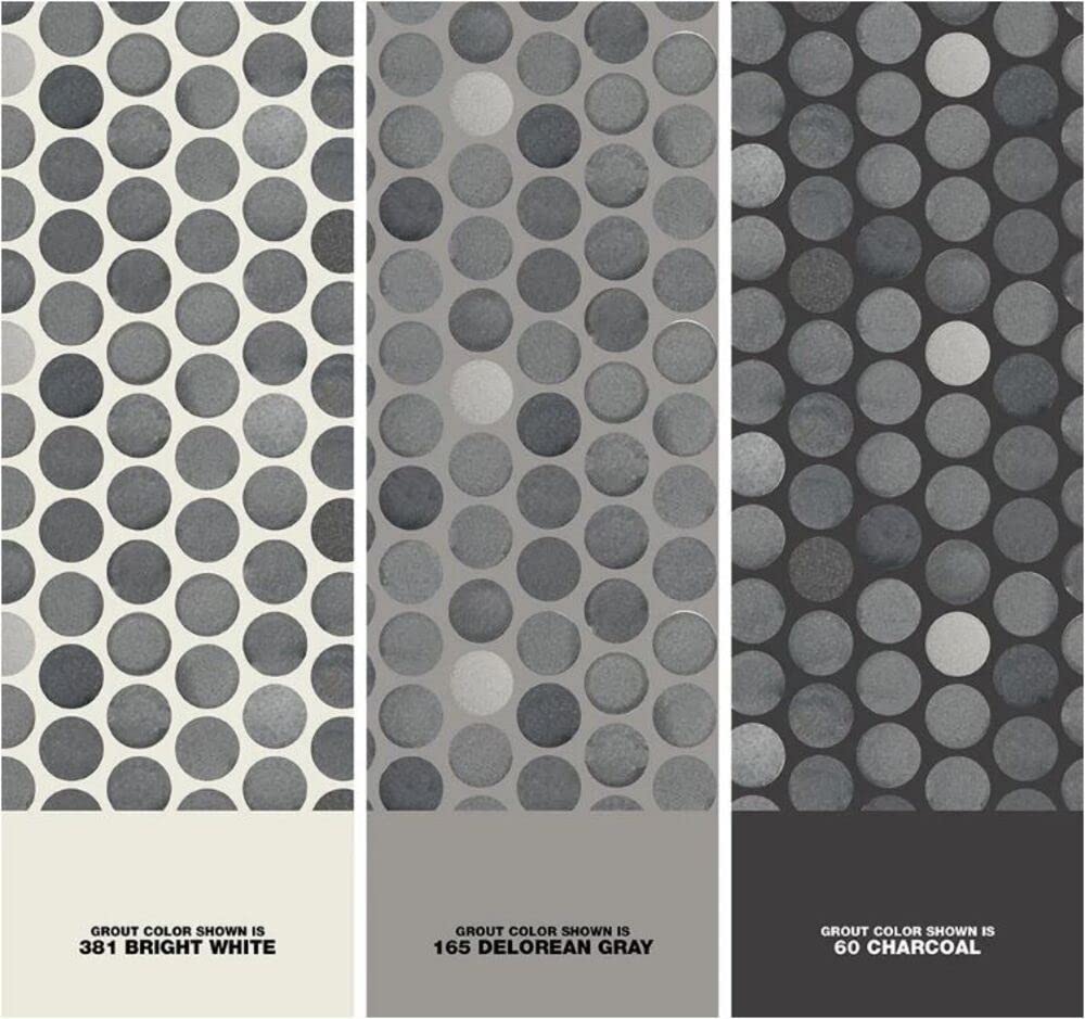 Dark Gray Bluish Penny Round Porcelain Mosaic Tile - 10 Sheets per Box | Waterproof Floor & Wall Tile for Bathroom, Backsplash, Shower | Easy Mesh-Backed Installation for DIY Home Renovation
