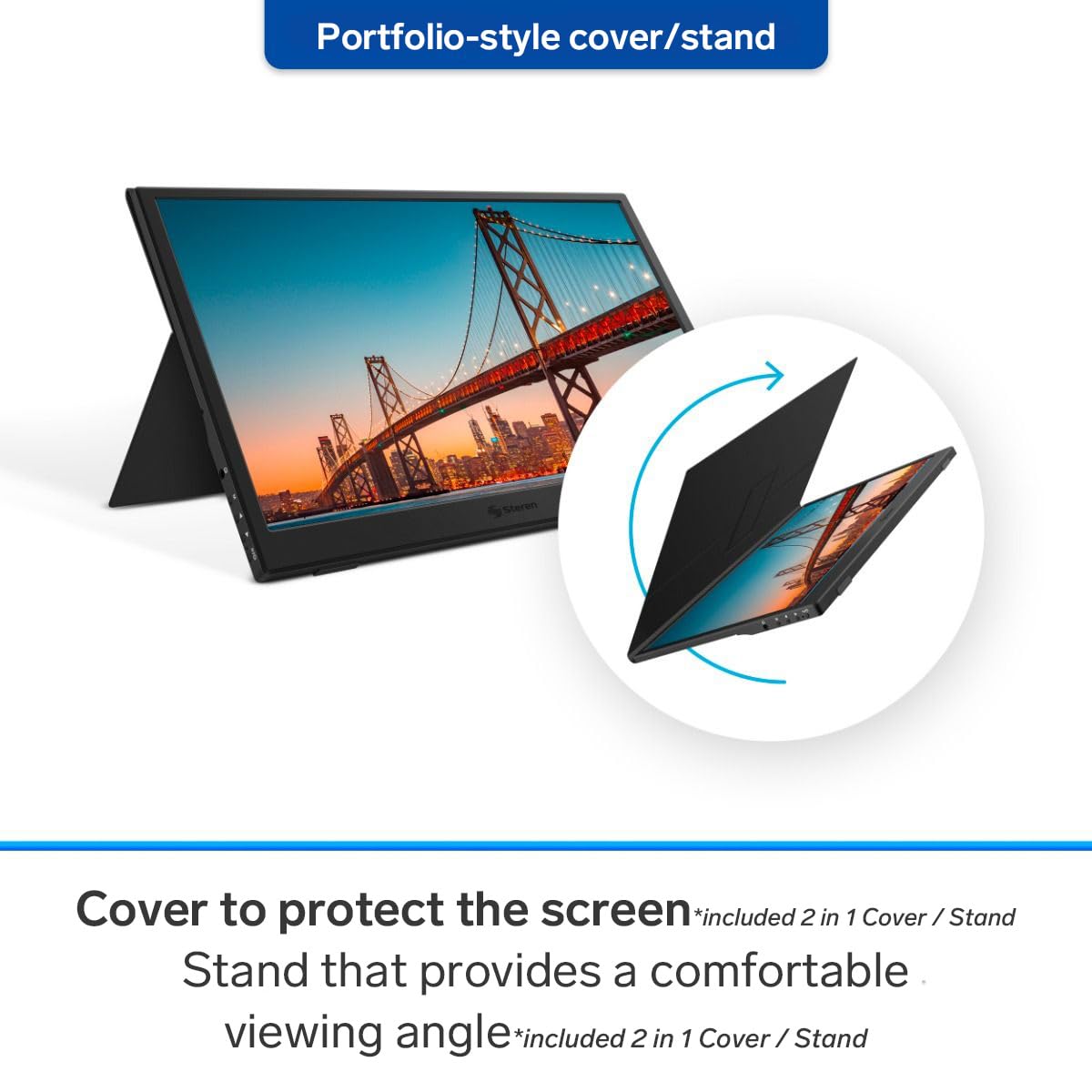 STEREN 16 Inch Portable HDR Monitor for Laptop - Full HD 1080p USB-C HDMI External Display, Ultra Slim Lightweight Second Screen for Work, Gaming & Travel