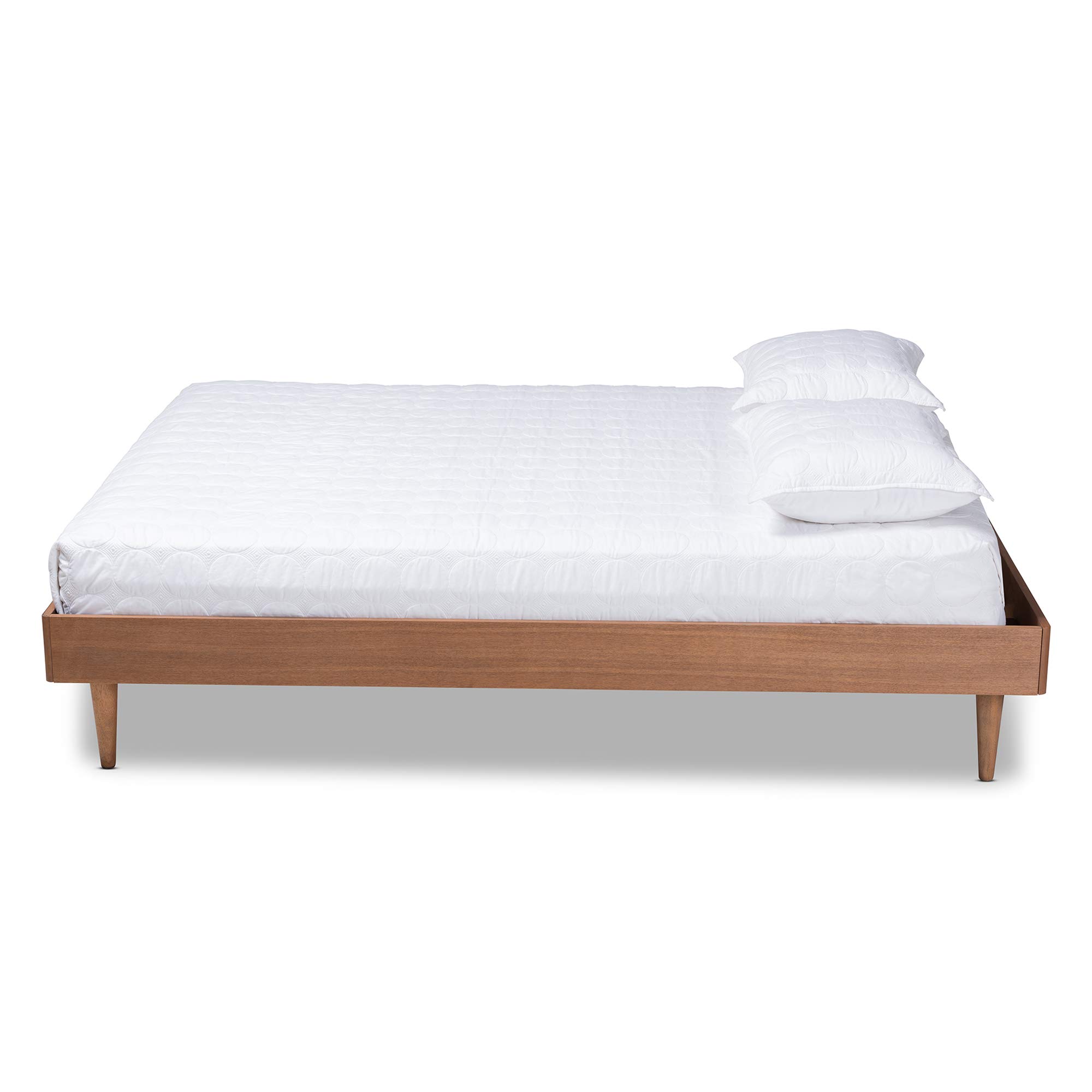 Baxton Studio Queen Size Platform Bed Frame in Ash Walnut - Modern Minimalist Bedroom Furniture for Small Spaces & Apartments