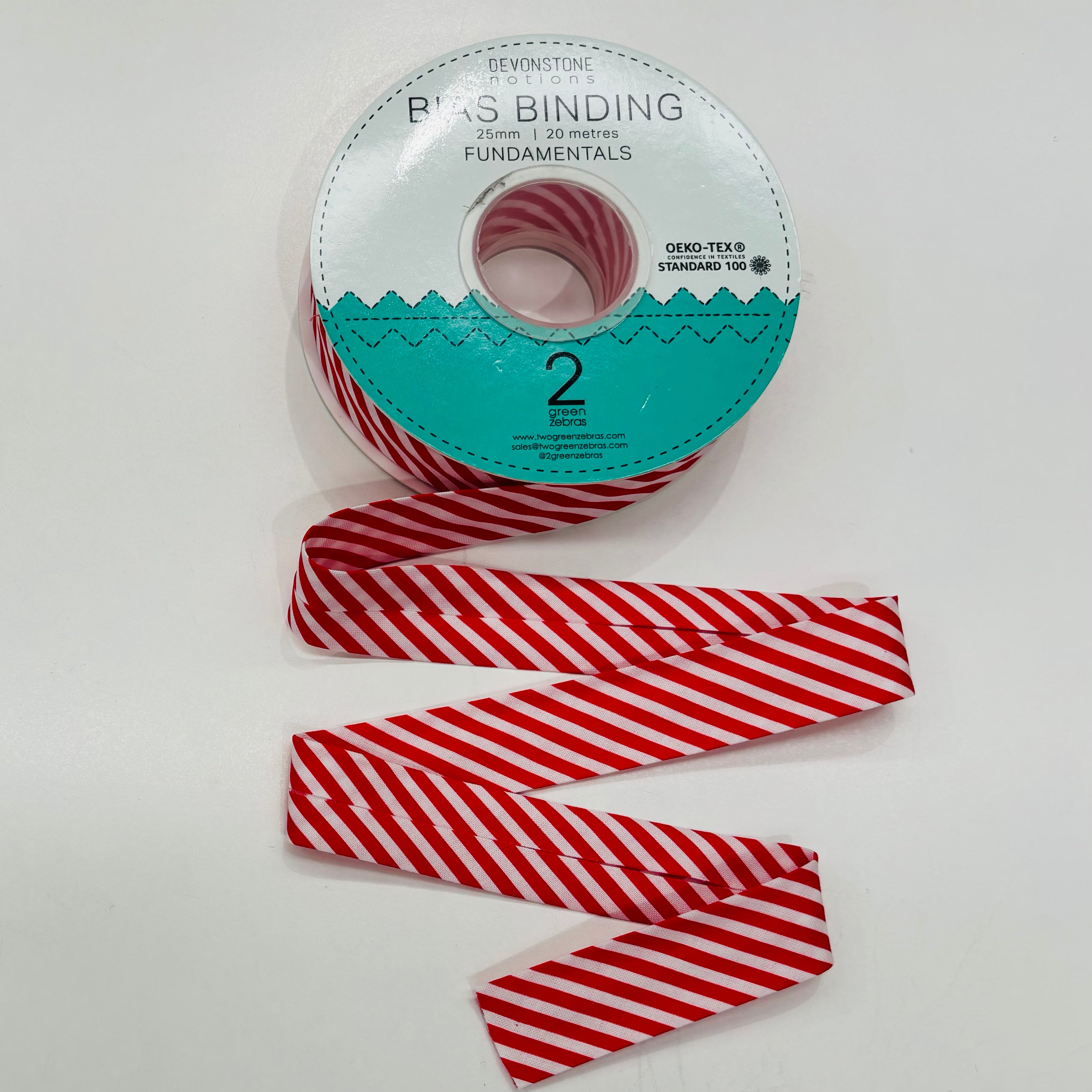 Red Delicious Stripe 25mm/1 Inch Bias Binding Tape - Premium Cotton Fabric for Quilting, Sewing & DIY Crafts - Perfect for Garment Edges, Home Decor & Scrapbooking Projects