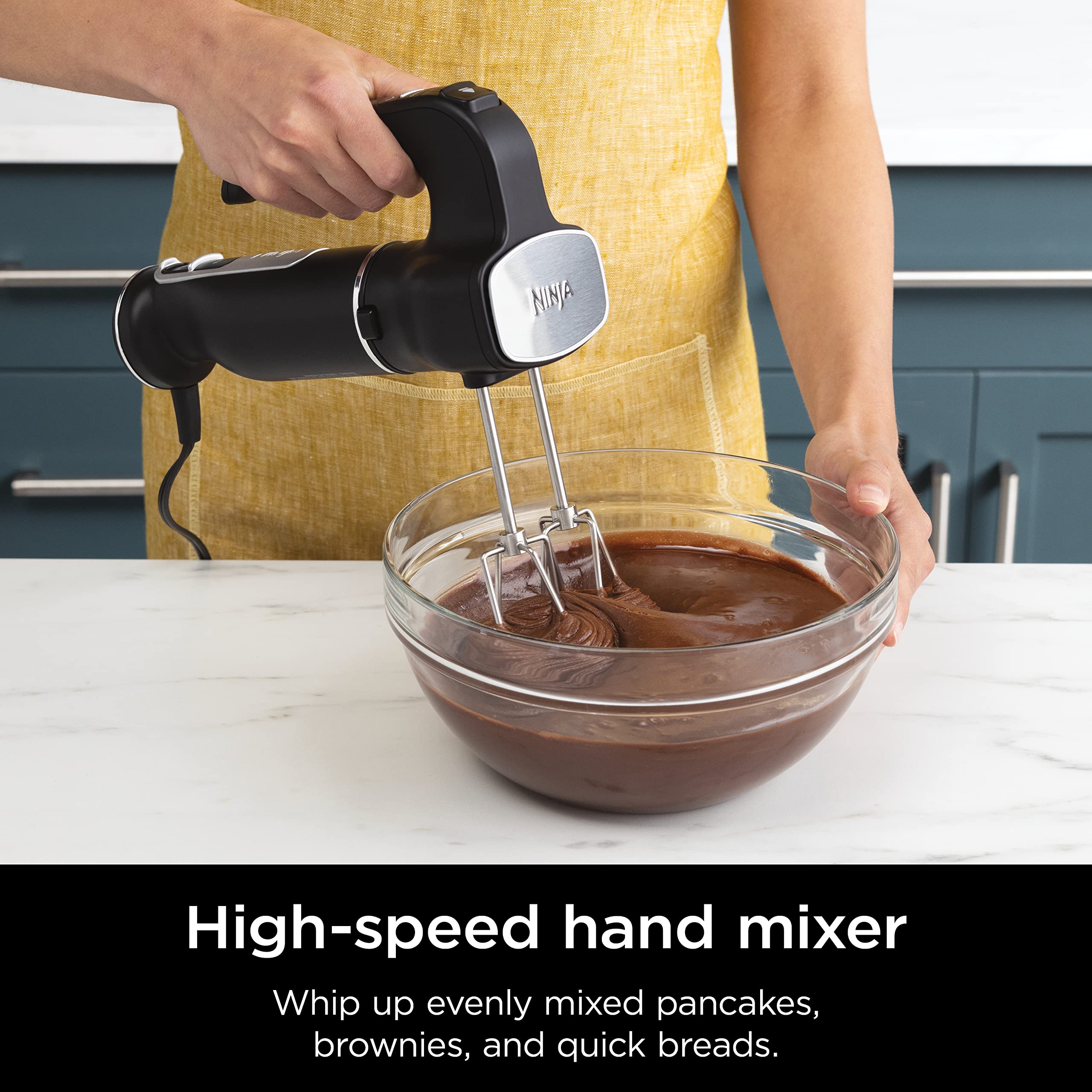 Ninja CI100C Foodi Power Mixer System - 1000W Immersion Blender & Hand Mixer Combo for Smoothies, Soups, Baking - Powerful Kitchen Mixing Tool (Black) - Perfect for Home Cooking, Meal Prep & Professional Chefs