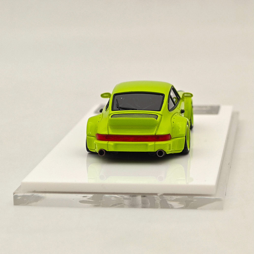 1/64 Scale Porsche 964 RWB RAUH Welt BEGRIFF Apple Green Resin Diecast Model Car - Limited Edition Collectible Toy Vehicle for Display & Gift Giving (Perfect for Car Enthusiasts, Office Decor, and Model Collections)