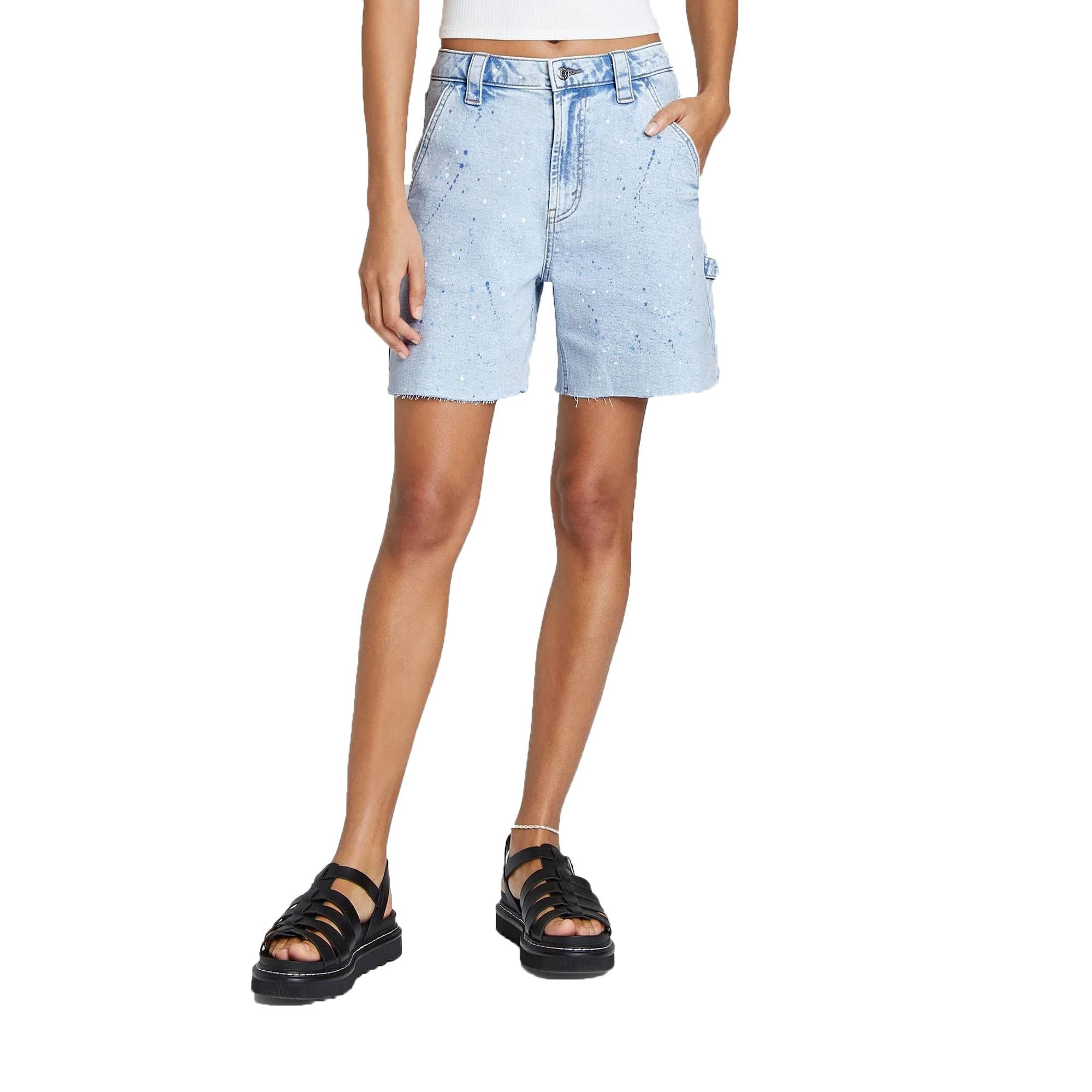 Wild Fable Women's Super High Rise Utility Bermuda Jean Shorts - Comfortable Denim Shorts for Summer, Casual Outfits & Outdoor Activities