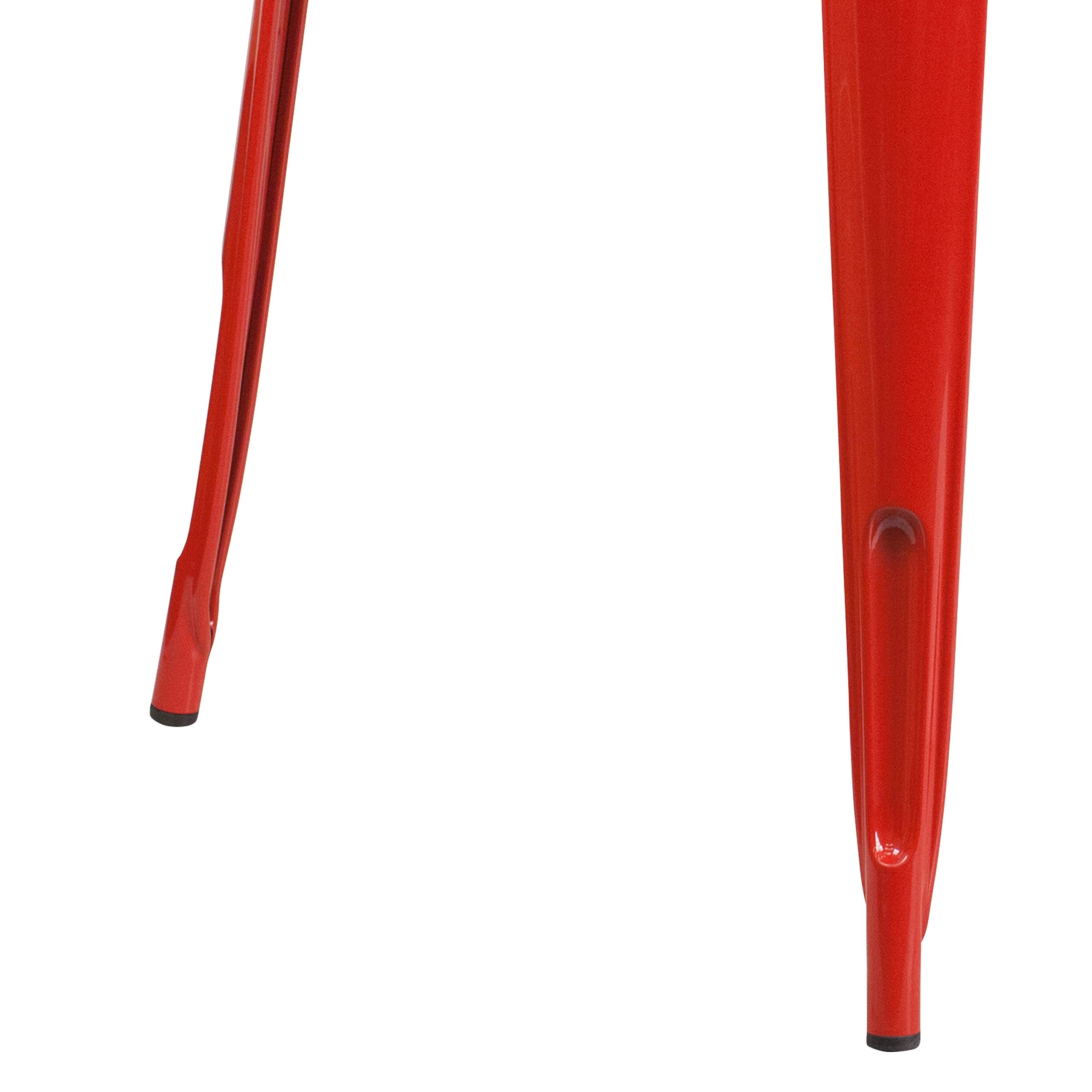 EMMA & OLIVER 31.5 Inch Square Red Metal Bistro Table - Heavy Duty Commercial Grade Indoor Outdoor Dining Table for Restaurants, Cafes, Patios & Backyards