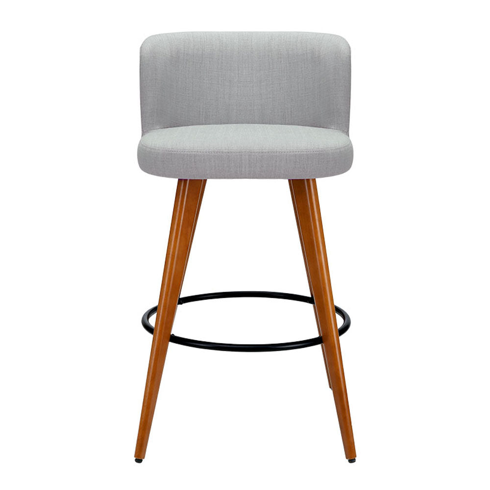 2-Pack Grey Linen Padded Wooden Bar Stools for Kitchen Island, Breakfast Nook & Home Bar Decor