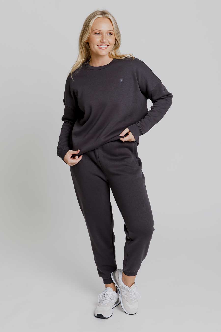 Off Duty Sweatshirt for Women & Men - Soft Cotton Pullover Hoodie in Charcoal Black | Casual Loungewear, Streetwear Fashion, and Cozy Home Wear