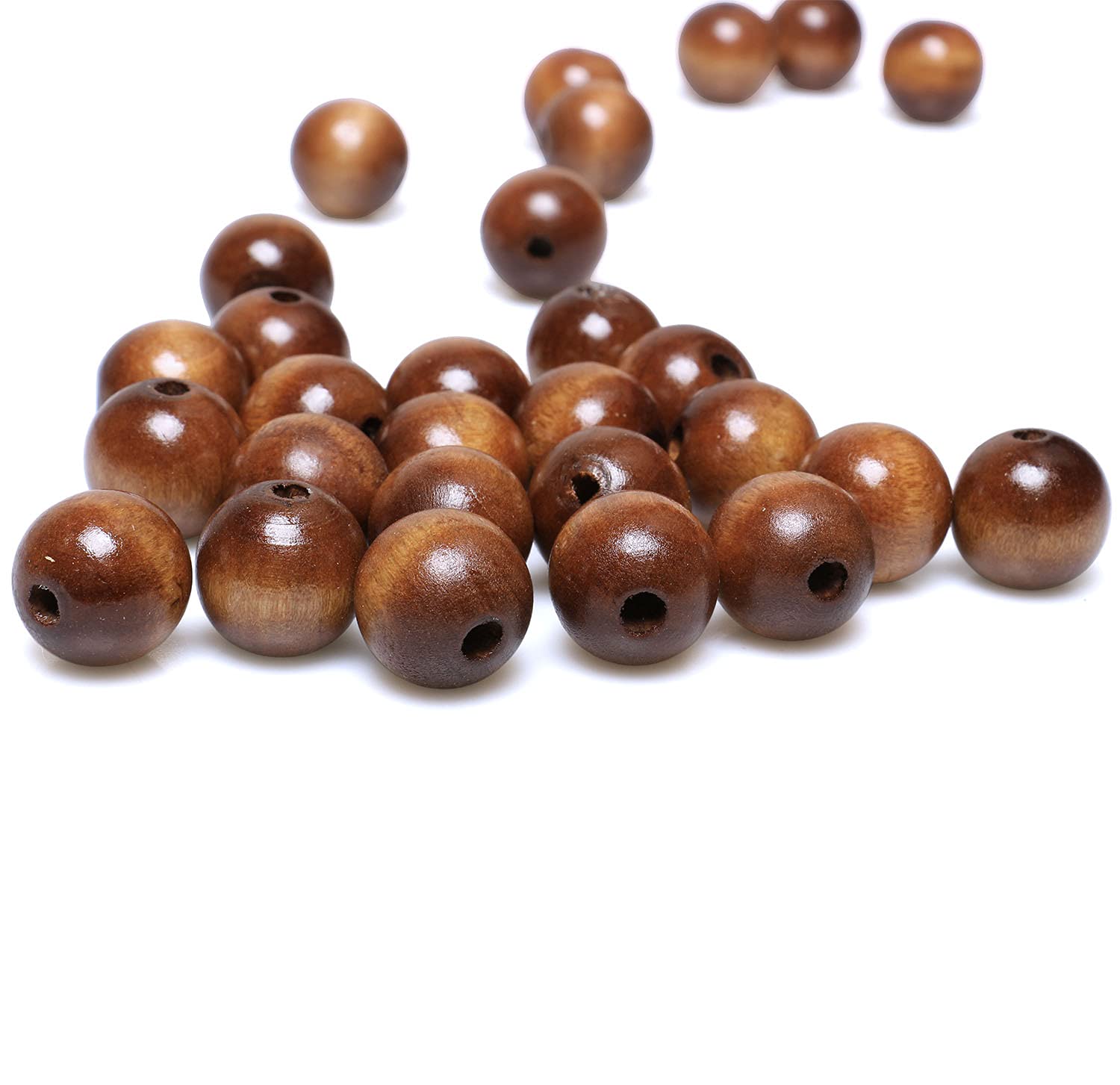 20mm Dark Brown Round Wooden Beads for Jewelry Making, Farmhouse Decor, DIY Crafts & Home Wall Decor - 40Pcs Loose Spacer Beads with 4mm Hole (Perfect for Bracelets, Necklaces & Boho Home Decoration)