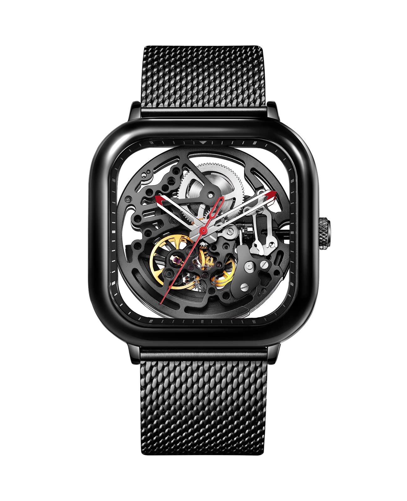 CIGA Design C Series Automatic Skeleton Mechanical Watch for Men & Women - Stainless Steel Milanese & Genuine Leather Straps - Sapphire Crystal Glass - Luxury Dress & Business Analog Wristwatch (Perfect for Formal Events, Office Wear & Special Occasions)