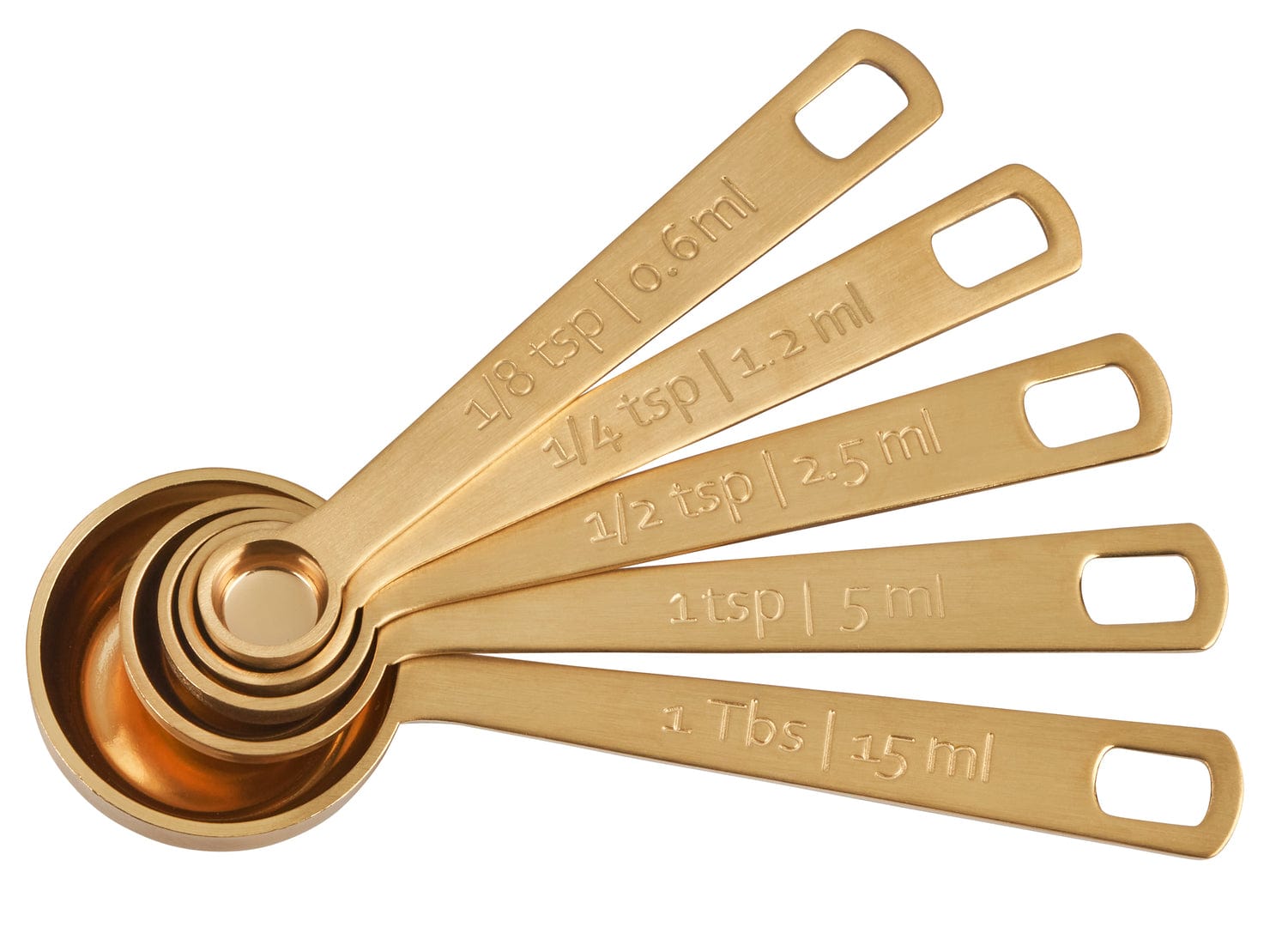 Le Creuset 5-Piece Gold Measuring Spoons Set - Stainless Steel Kitchen Measuring Tools for Baking, Cooking & Coffee - Perfect Gift for Home Chefs