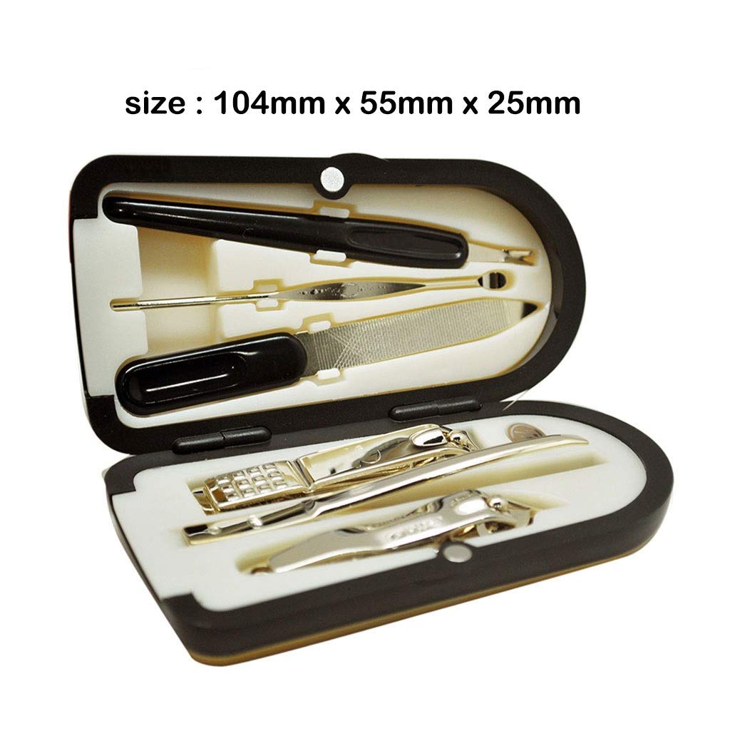 Premium Stainless Steel Nail Clippers Set - 6-Piece Household Nail Care Kit with Golden Nail Clippers, Eyebrow Tweezers & Ear Pick for Men & Women - Perfect for Travel, Home Grooming & Personal Hygiene Care