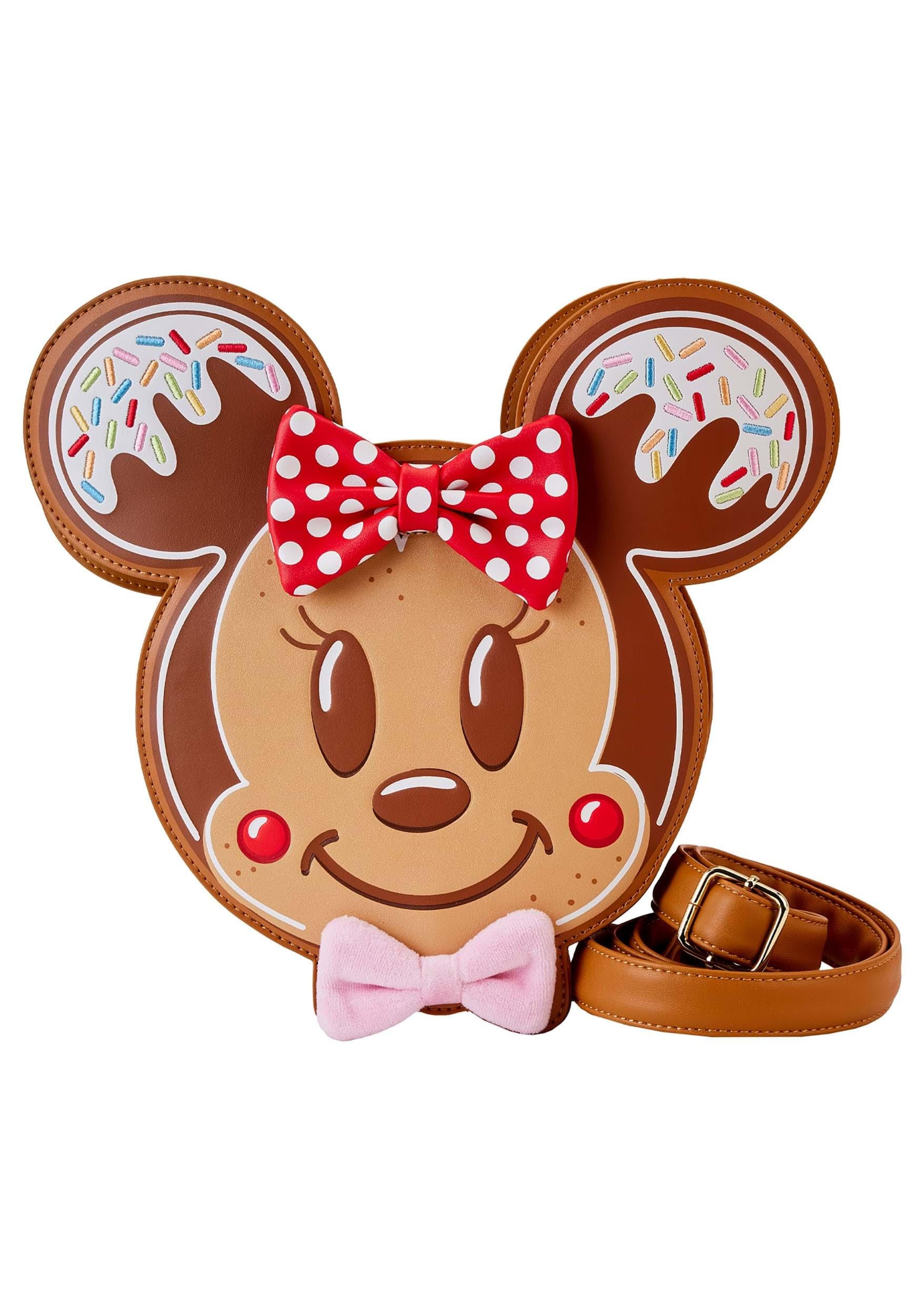 Disney Mickey & Minnie Gingerbread Cookie Crossbody Bag - Loungefly Official Licensed Mini Backpack for Women, Girls | Christmas Holiday Gift, Cosplay, Disneyland Accessories