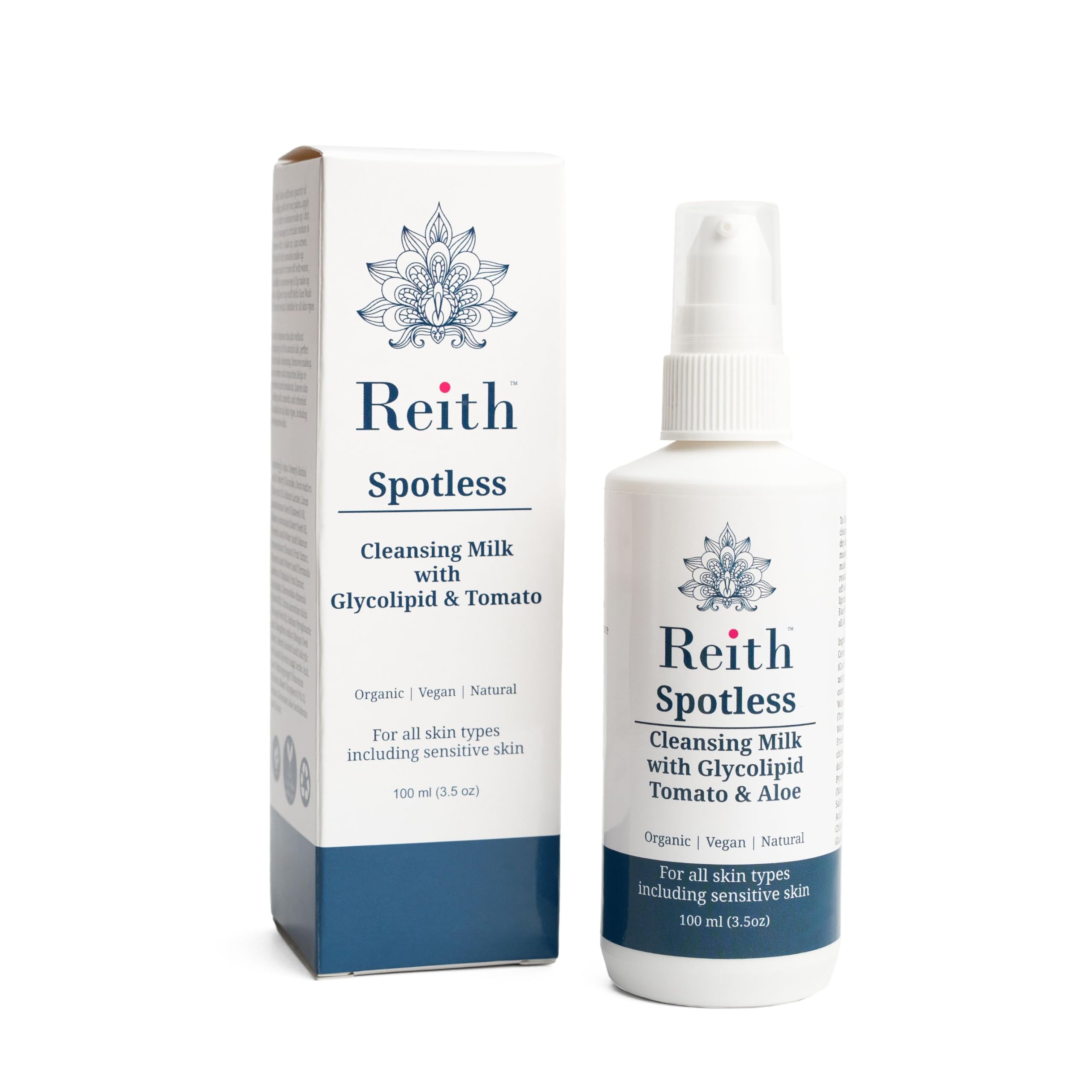 Reith Spotless Cleansing Milk - Gentle Winter Face Wash & Makeup Remover for Face & Eyes with Tomato & Vitamin E (100ml) | Perfect for Dry Skin & Nighttime Skincare Routine