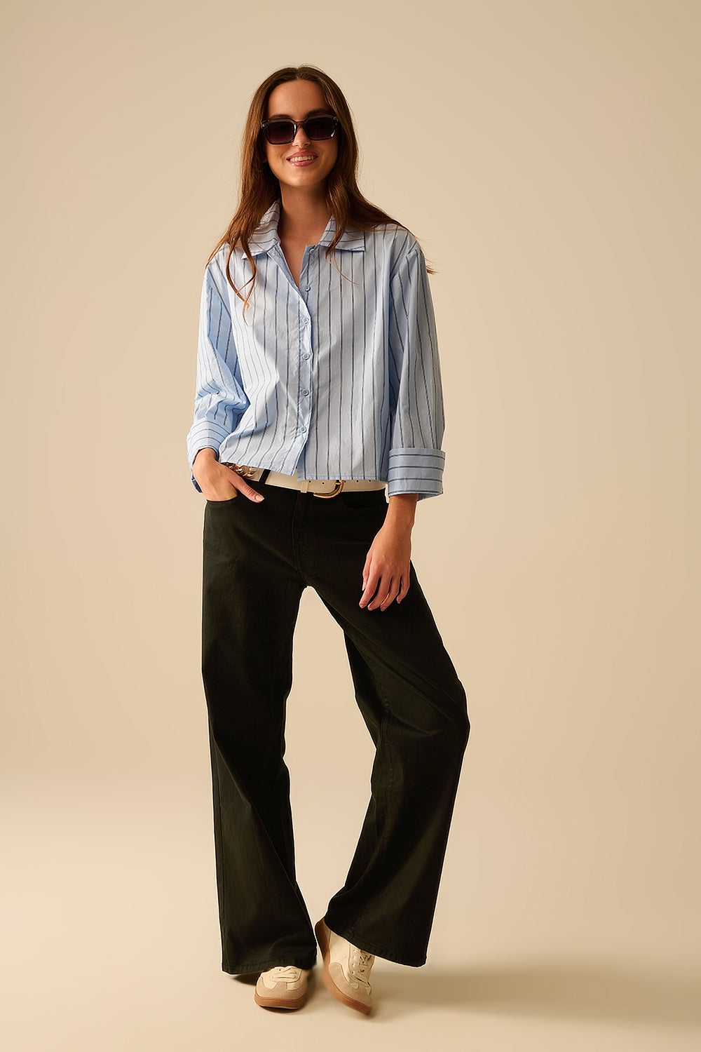 Blue Striped Poplin Short Sleeve Shirt for Men - Casual Summer Wear, Office & Outdoor Activities