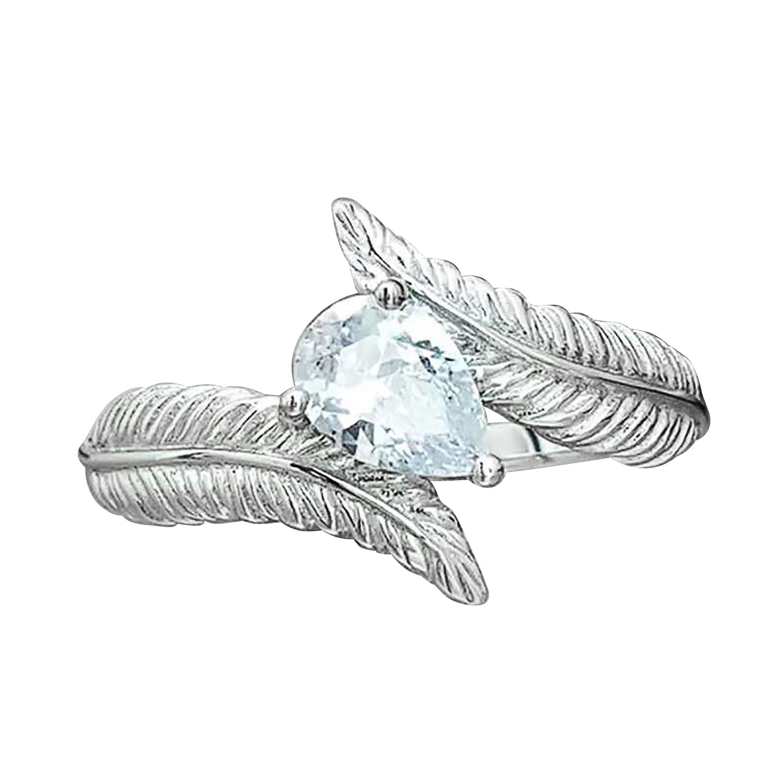 Chunky Leaf Diamond Ring for Women - Elegant Silver Statement Ring, Size 8 | Perfect for Engagement, Wedding, Anniversary & Everyday Fashion Jewelry