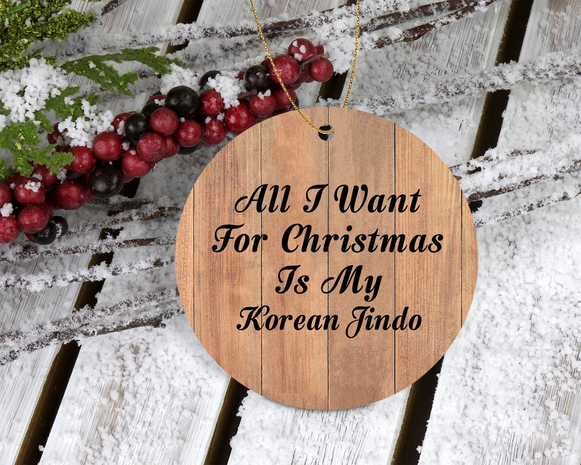 Korean Jindo Christmas Tree Ornament - Gift for Holidays & Birthdays