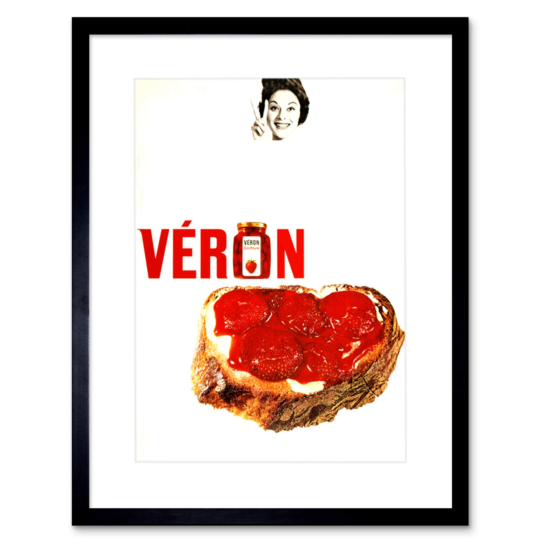ADVERT VERON Strawberry Jam Conserve - Premium Artisan Bread Spread - Framed Art Print B12X10629 - Perfect for Breakfast, Brunch & Gift Giving