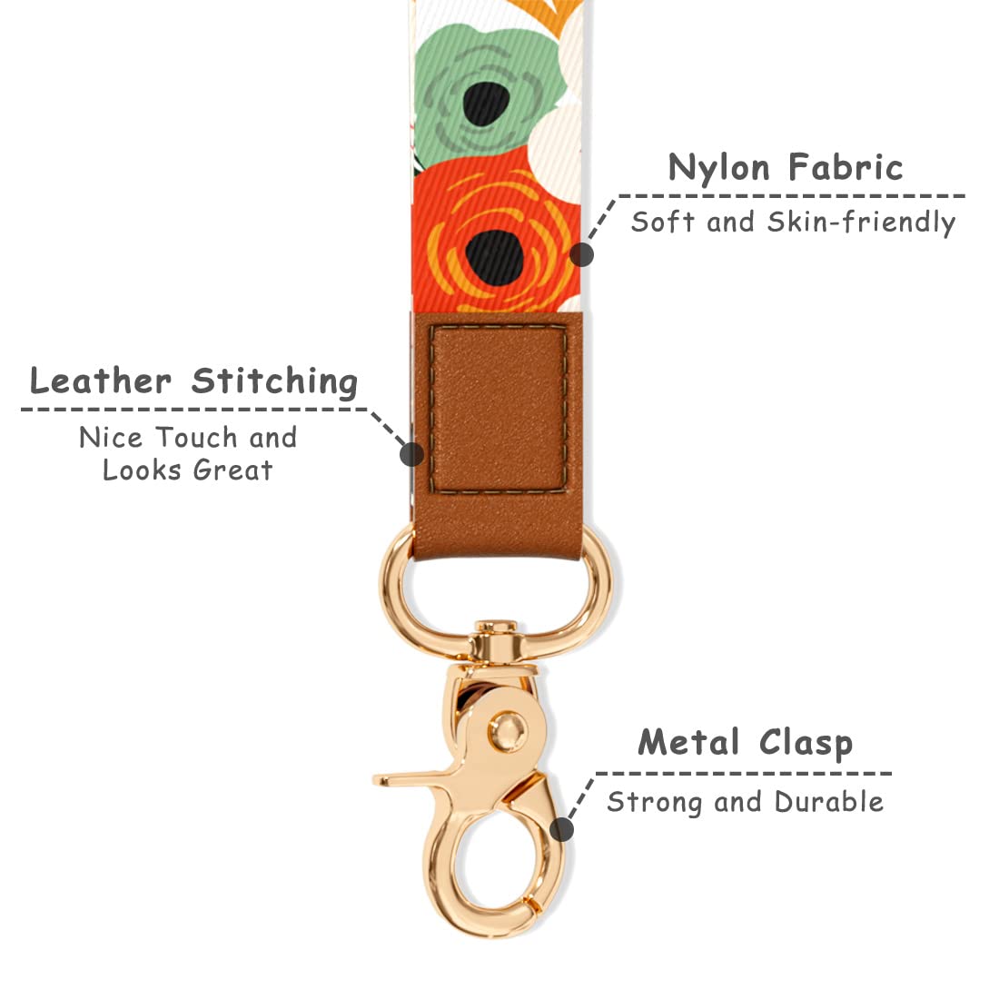 Stylish Wrist Lanyard Keychain for Women & Men - Secure Holder for Car Keys, ID Badges, Cards, Wallet & Phone (Perfect for Work, Travel & Outdoor Activities)