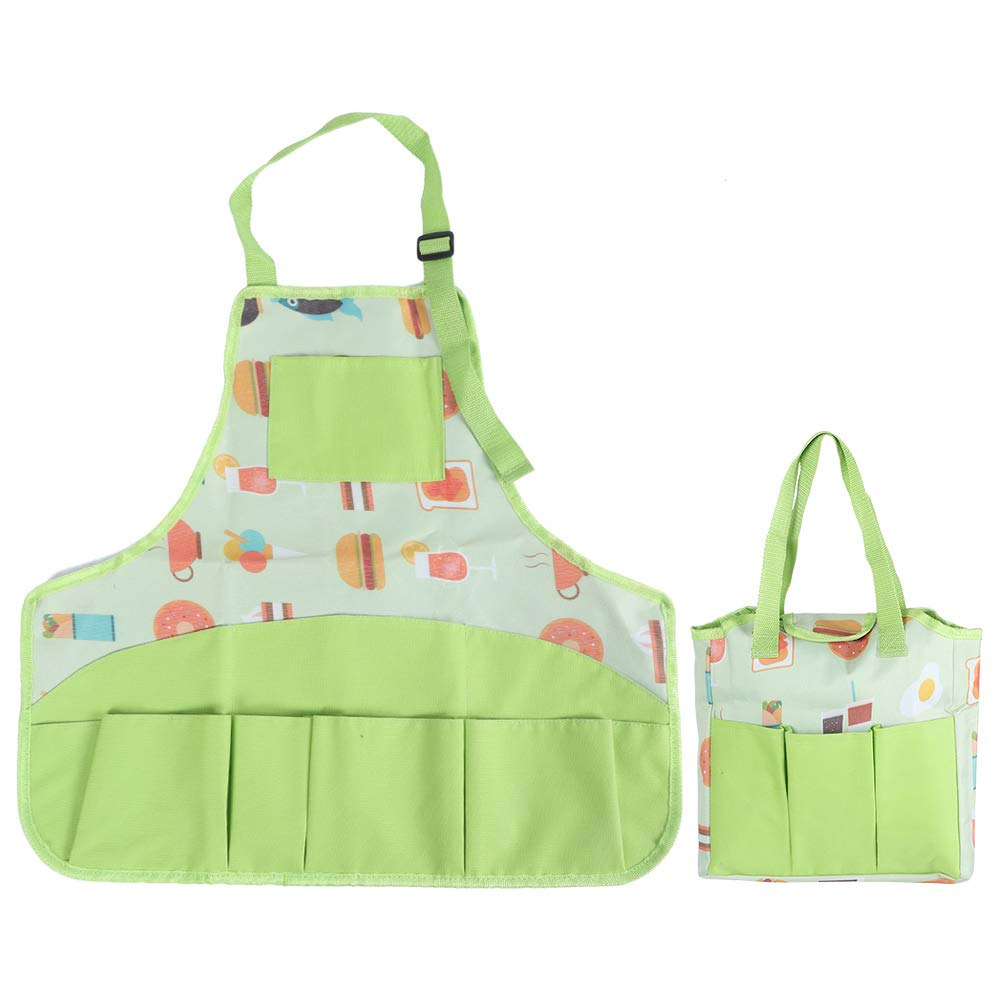Green Gardening Tool Bag - Durable Tote & Apron Set for Kids - Children's Garden Supplies for Yard Work, Planting & Outdoor Activities