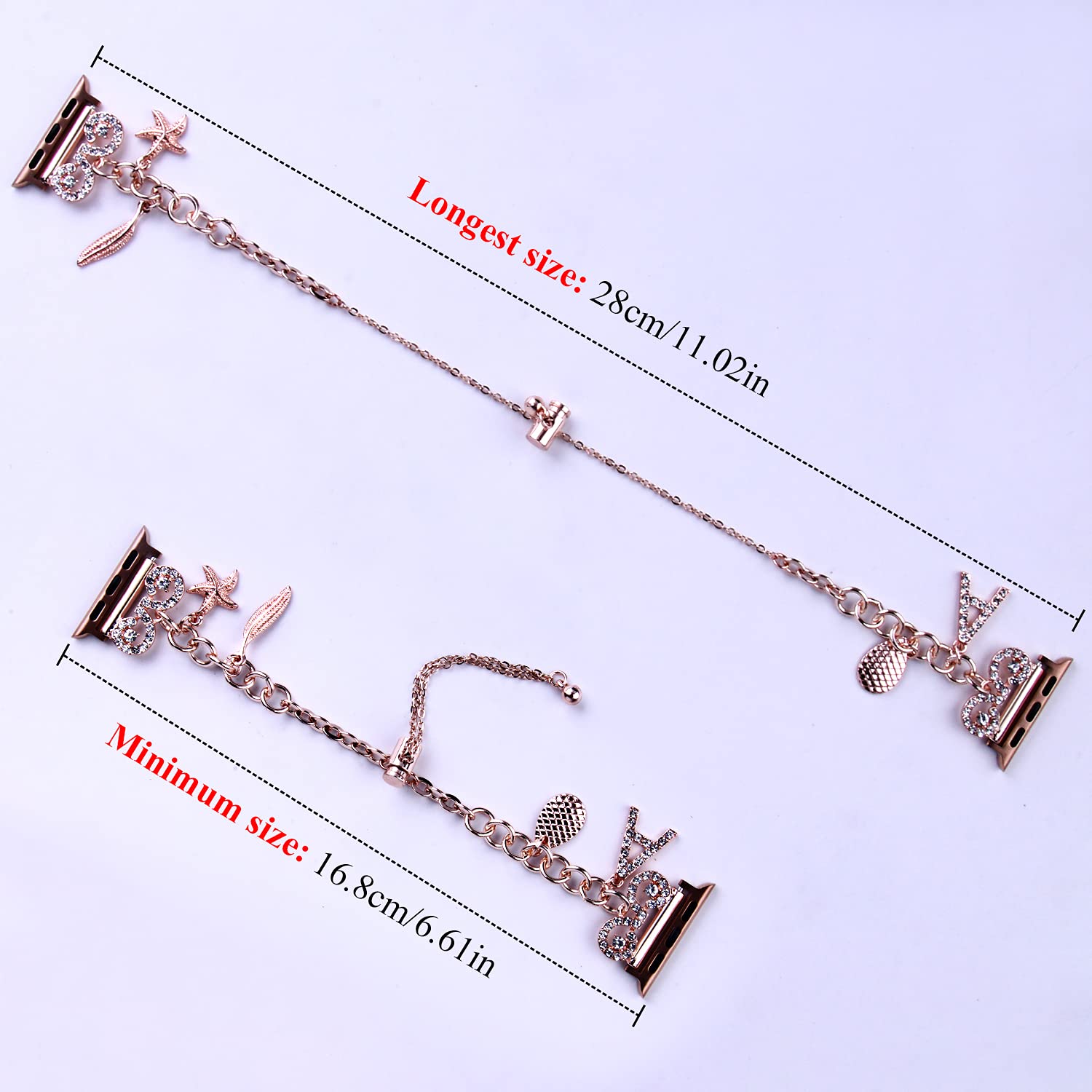 VIQIV Luxury Metal Bracelet Band Compatible with Apple Watch Ultra 49mm 45mm 44mm 42mm 41mm 40mm 38mm & SE Series 8/7/6/5/4/3/2/1 - Elegant Bling Jewelry Strap for Women & Girls - Perfect for Parties, Weddings & Formal Occasions