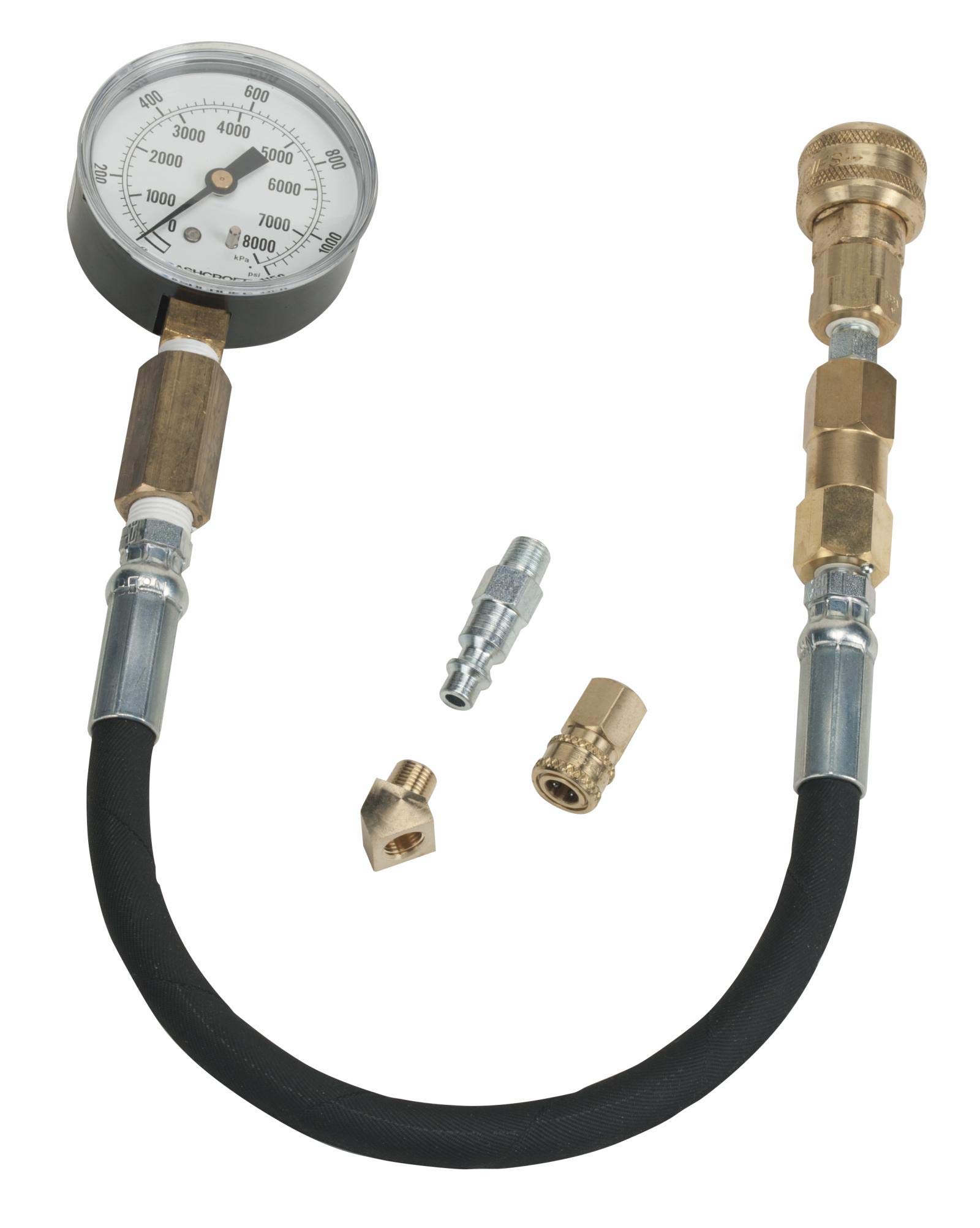 Heavy Duty Diesel Engine Compression Tester Kit - 0-1150 psi & 0-8000 kPa Dual Range Gauge with 12