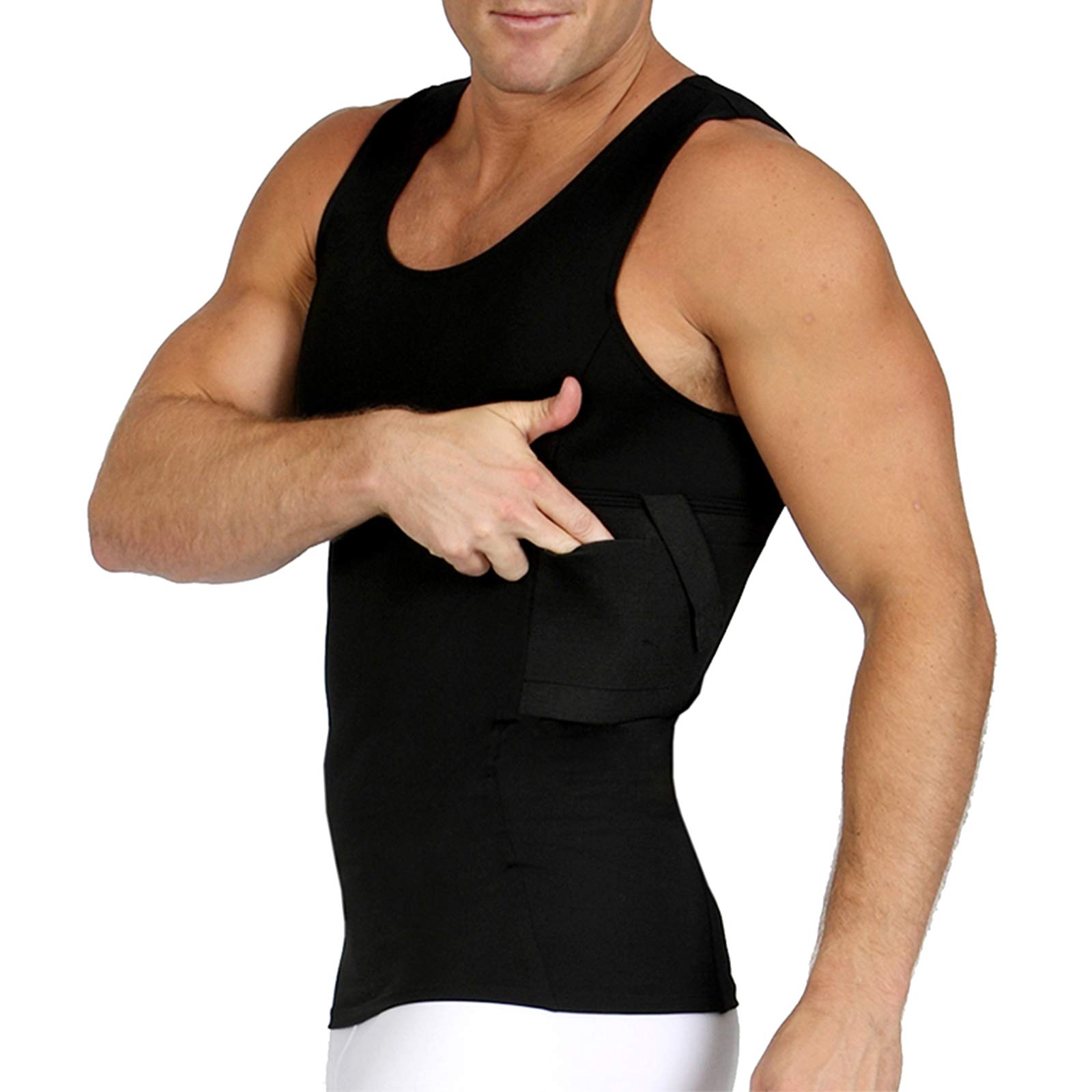 USA Made Concealed Carry Holster for Men - Shoulder & Chest Gun Holster with Compression Tank Top - Black, Small - Perfect for CCW, Tactical Training & Outdoor Activities