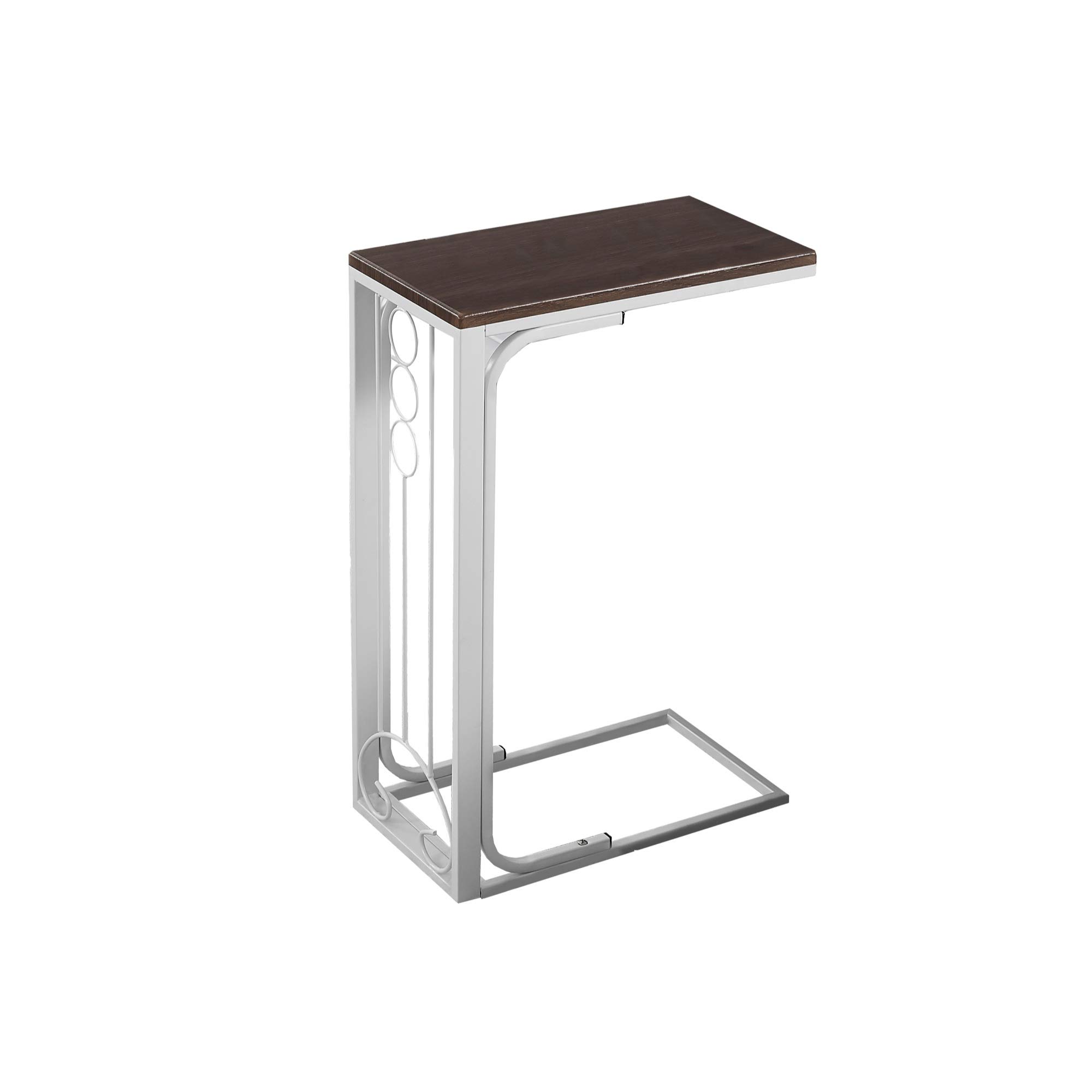 Ergode Cherry Wood Accent Table with Antique White Metal Base - Perfect for Living Room, Bedroom, or Office Decor