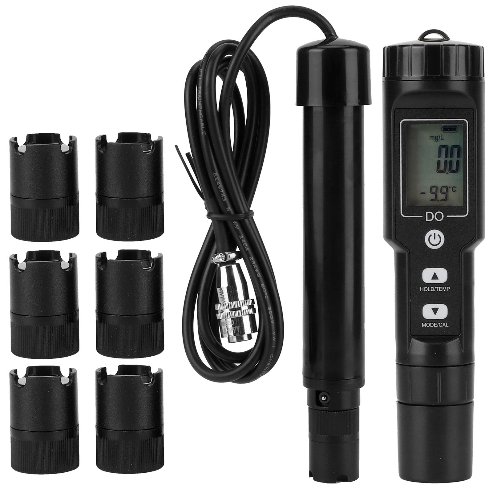 **Digital Dissolved Oxygen Meter - Portable Water Quality Tester with Temperature Sensor for Aquariums, Pools & Hydroponics | Black**
