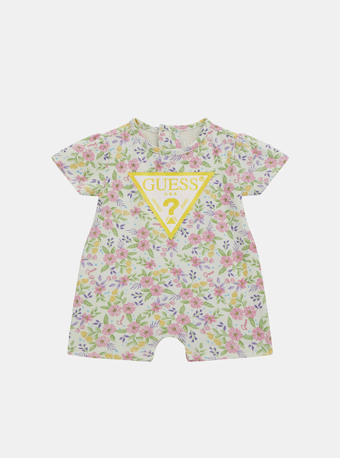 Floral Print Baby Short Onesie for 0-12 Months - Soft Jersey Romper for Summer & Playtime | Perfect for Outdoor Activities, Beach Trips, and Photo Shoots